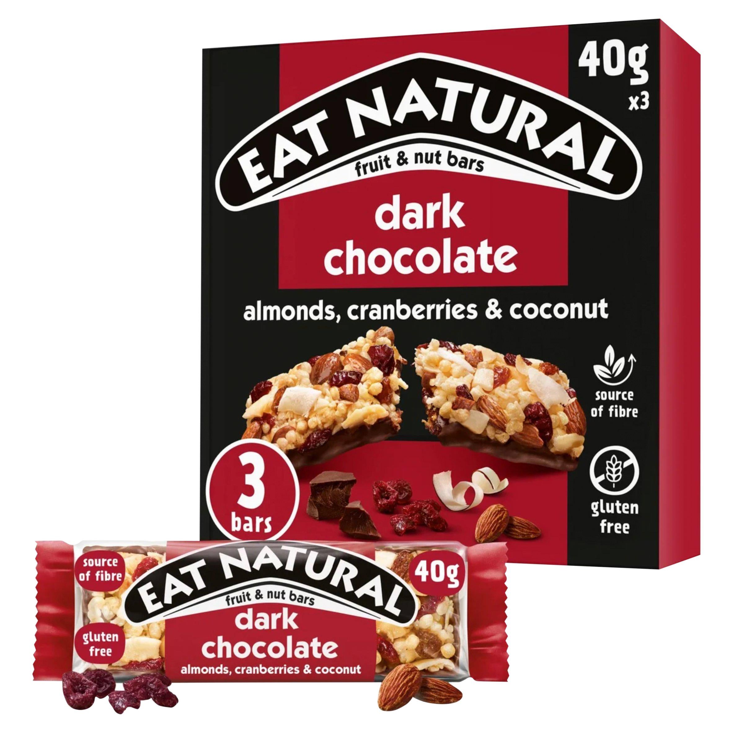 Eat Natural cereal bar almond cranberry coconut dark chocolate 3x40g, UK version