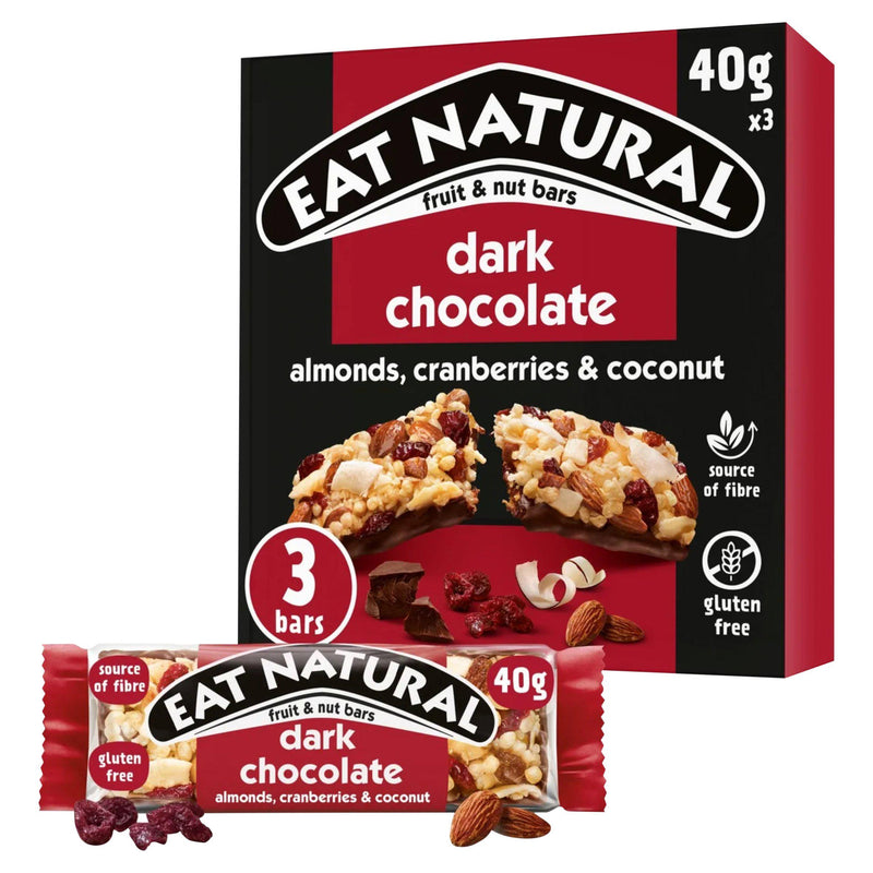 Eat Natural cereal bar almond cranberry coconut dark chocolate 3x40g, UK version