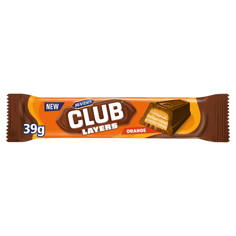 McVitie's Club Layers Orange 39g chocolate wafer bar (British brand)