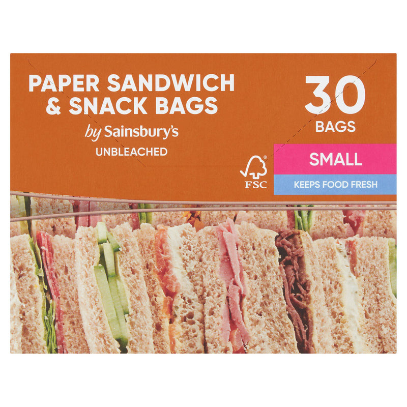 Sainsbury's paper sandwich and snack bags 30 count, UK version