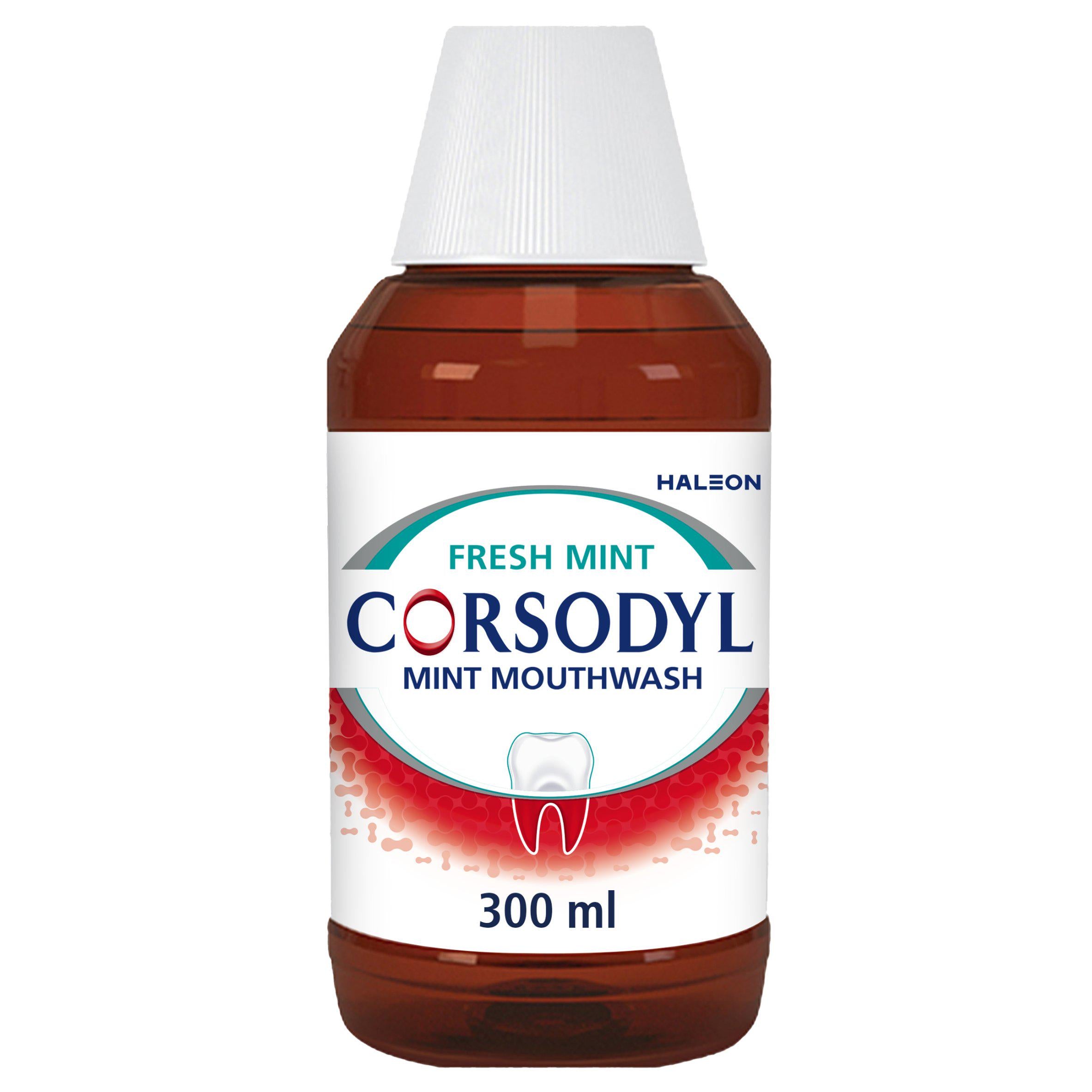 Corsodyl medicated antibacterial mouthwash Fresh Mint 300ml, imported from the UK