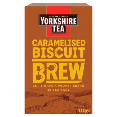 Sainsburys Yorkshire Tea Caramelised Biscuit Brew Black Tea Bags 112g (40 Count)- Buy online at McGrocer