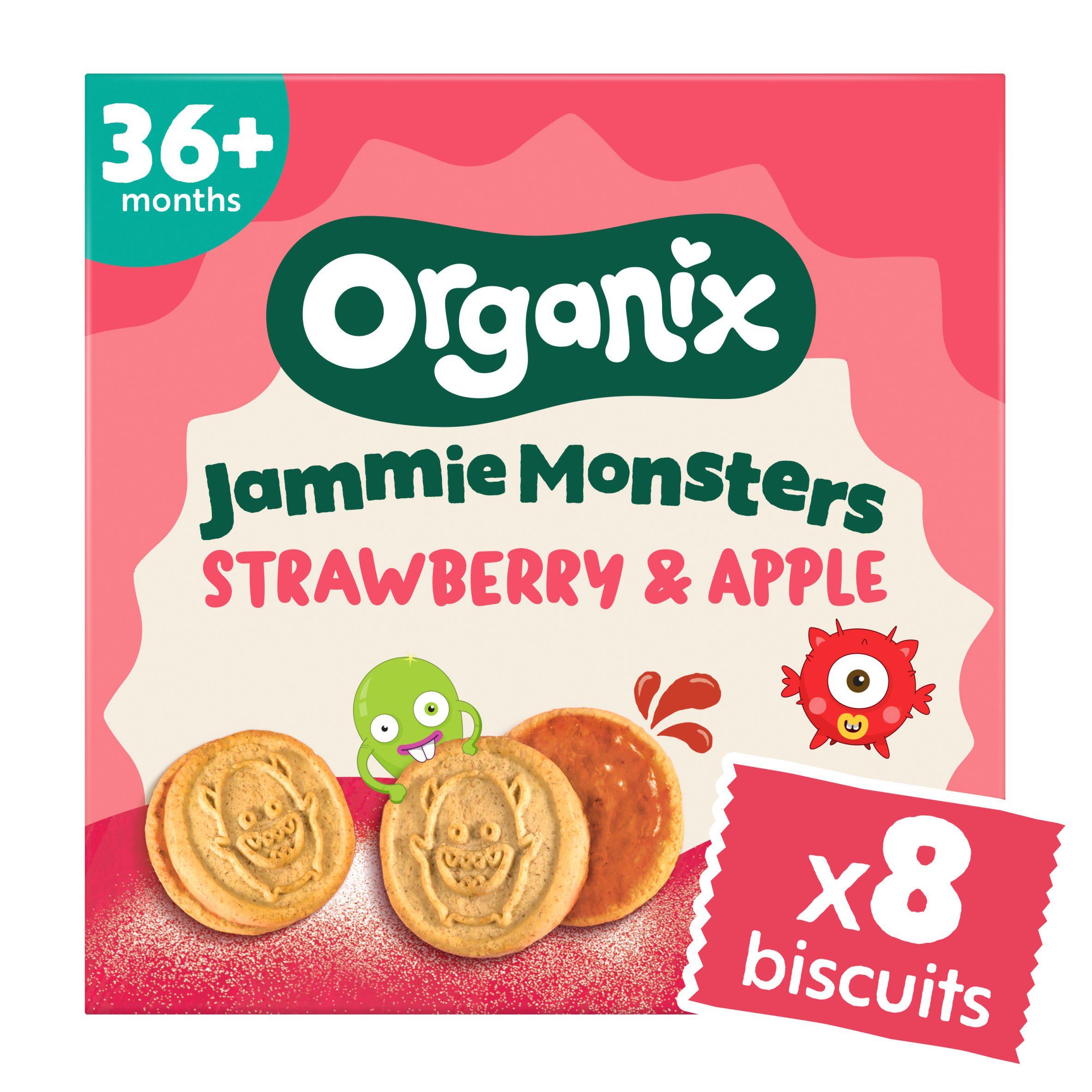 Organix Jammie Monsters toddler biscuits multipack 8x8g (British brand)