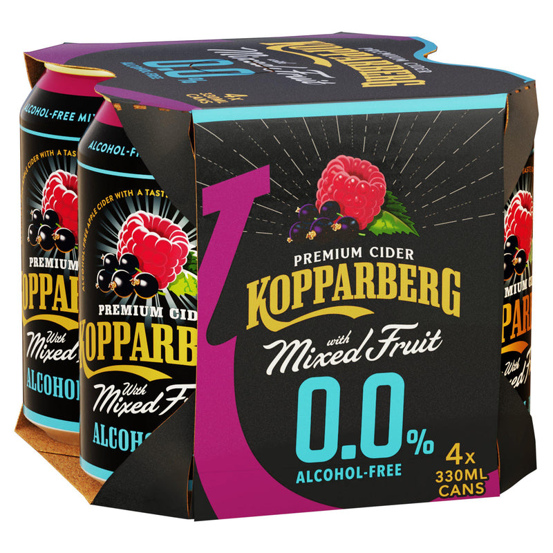 Kopparberg 0.0% alcohol free mixed fruit cider 4 x 330ml - British product