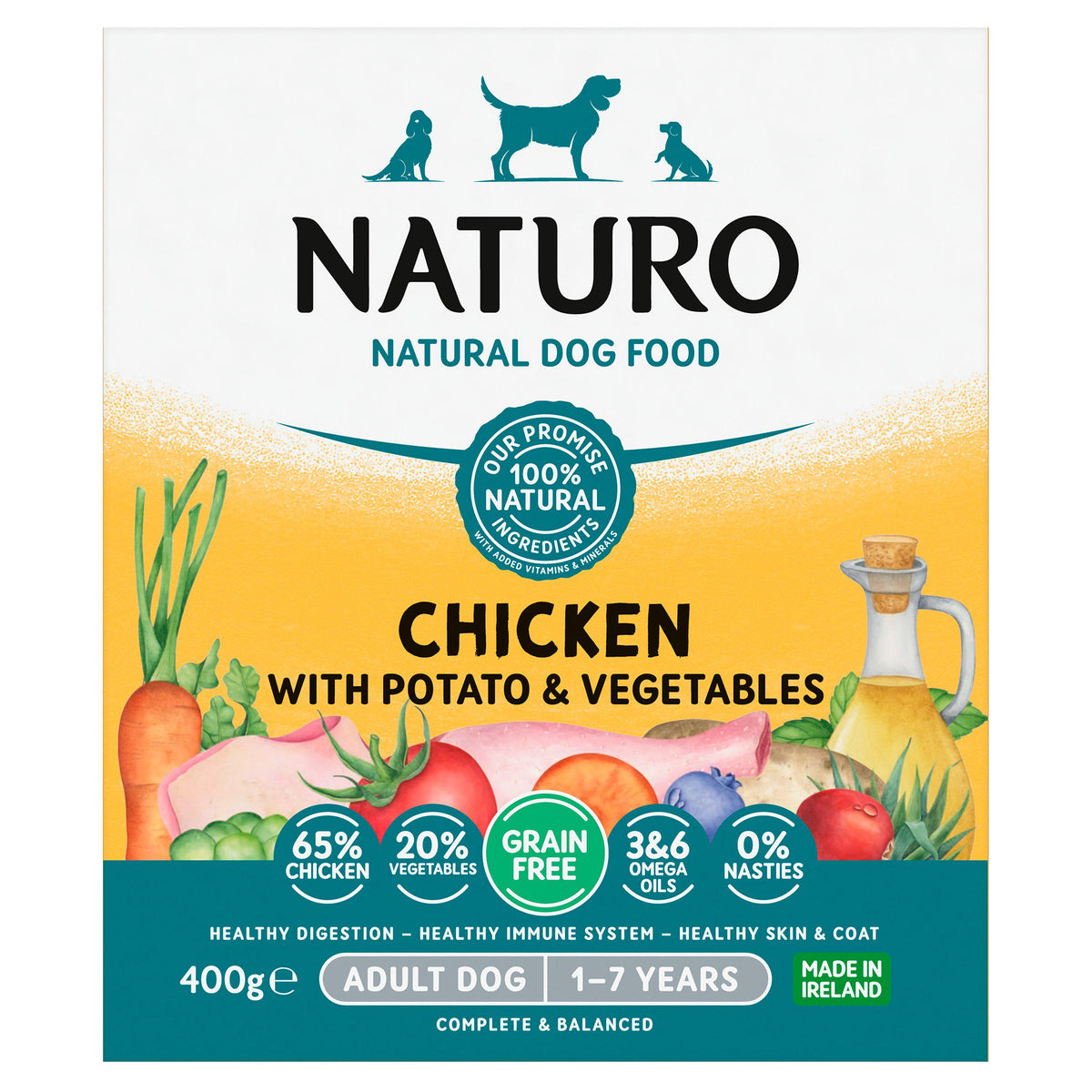 Naturo adult dog food grain free chicken 400g, UK version