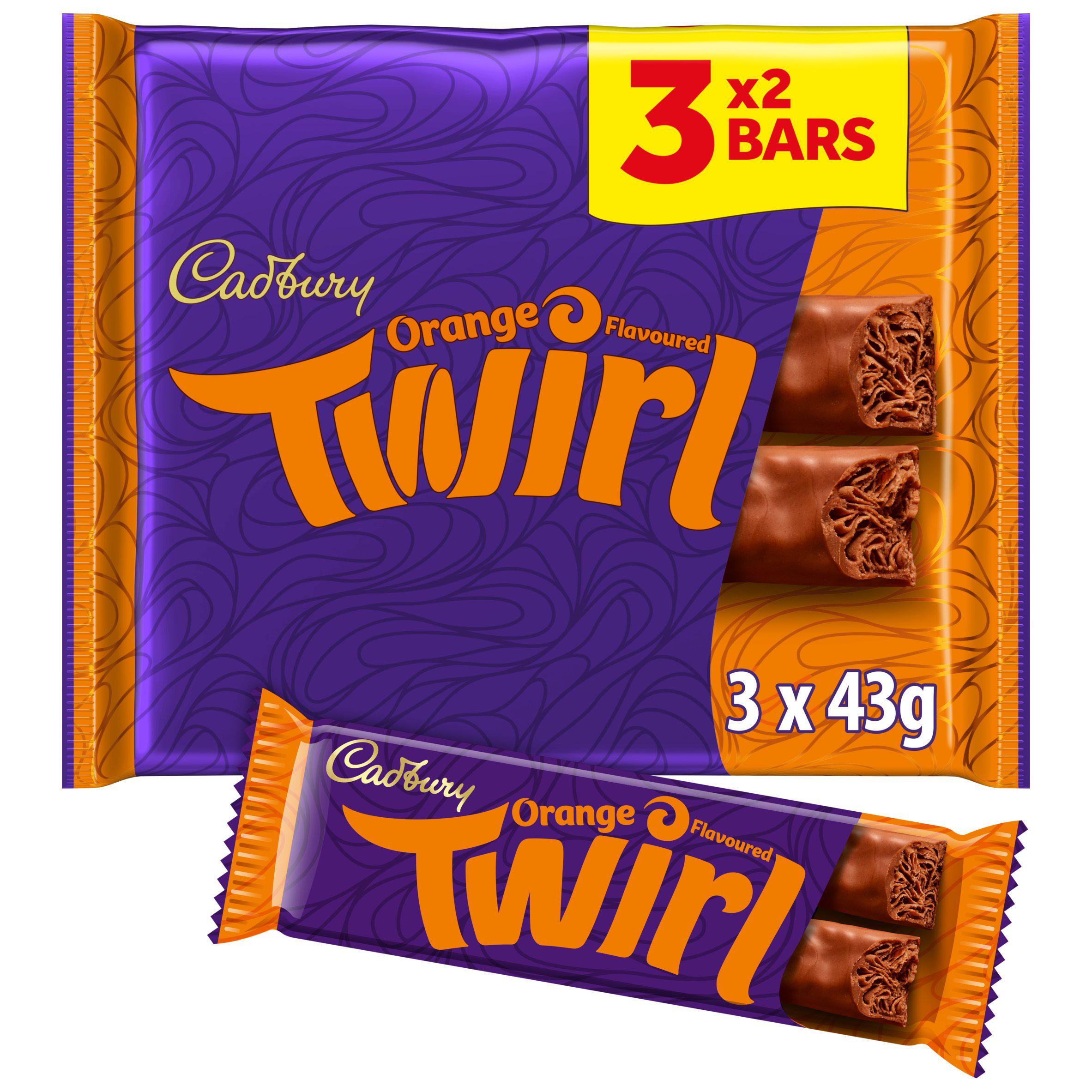 Cadbury Twirl orange chocolate bar multipack 3x43g (British brand)