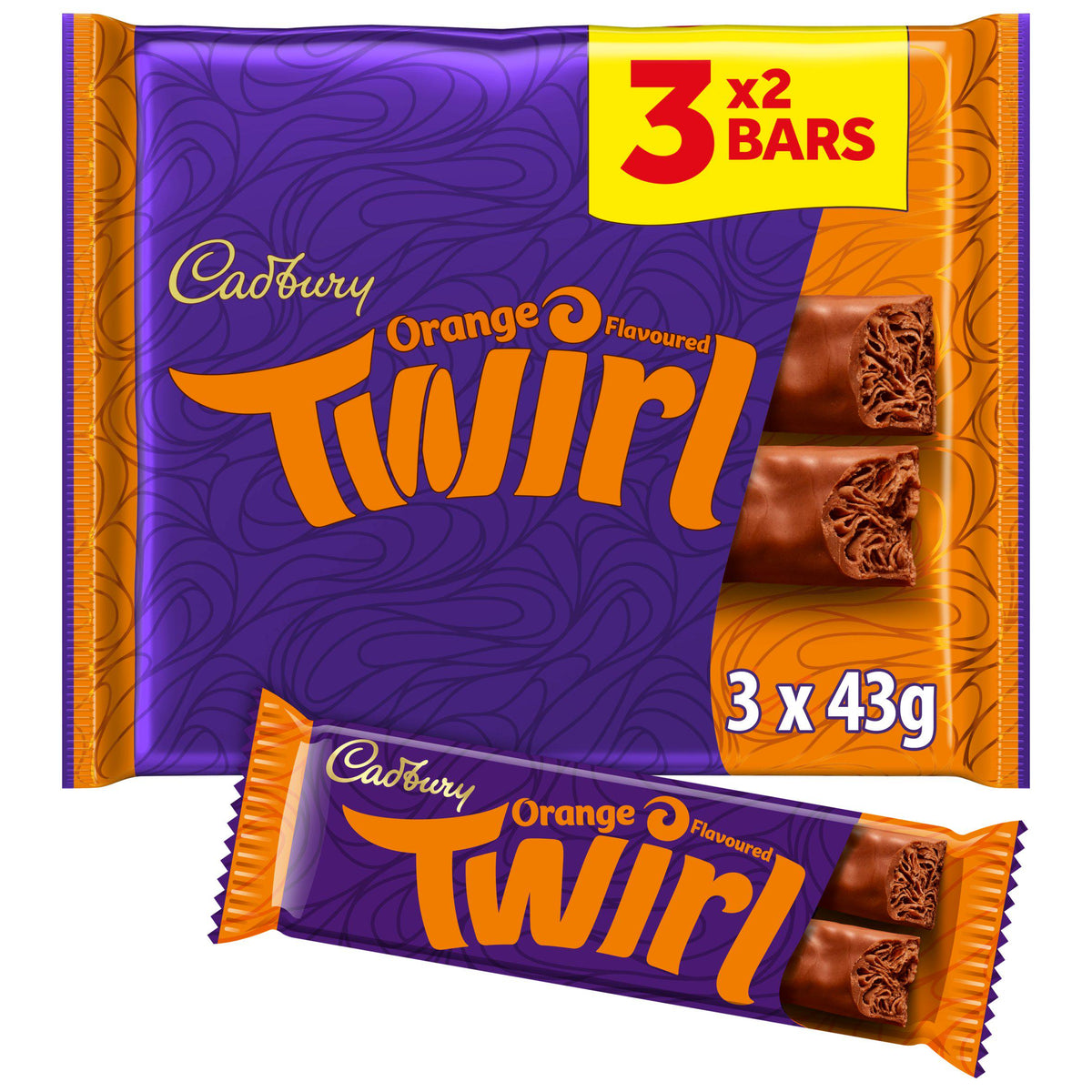 Cadbury Twirl orange chocolate bar multipack 3x43g (British brand)