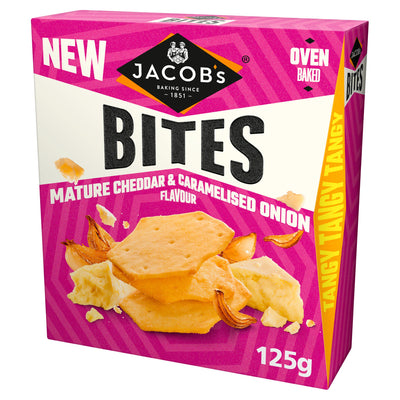 Sainsburys Jacob's Bites Mature Cheddar and Onion Crackers 125g- Buy online at McGrocer