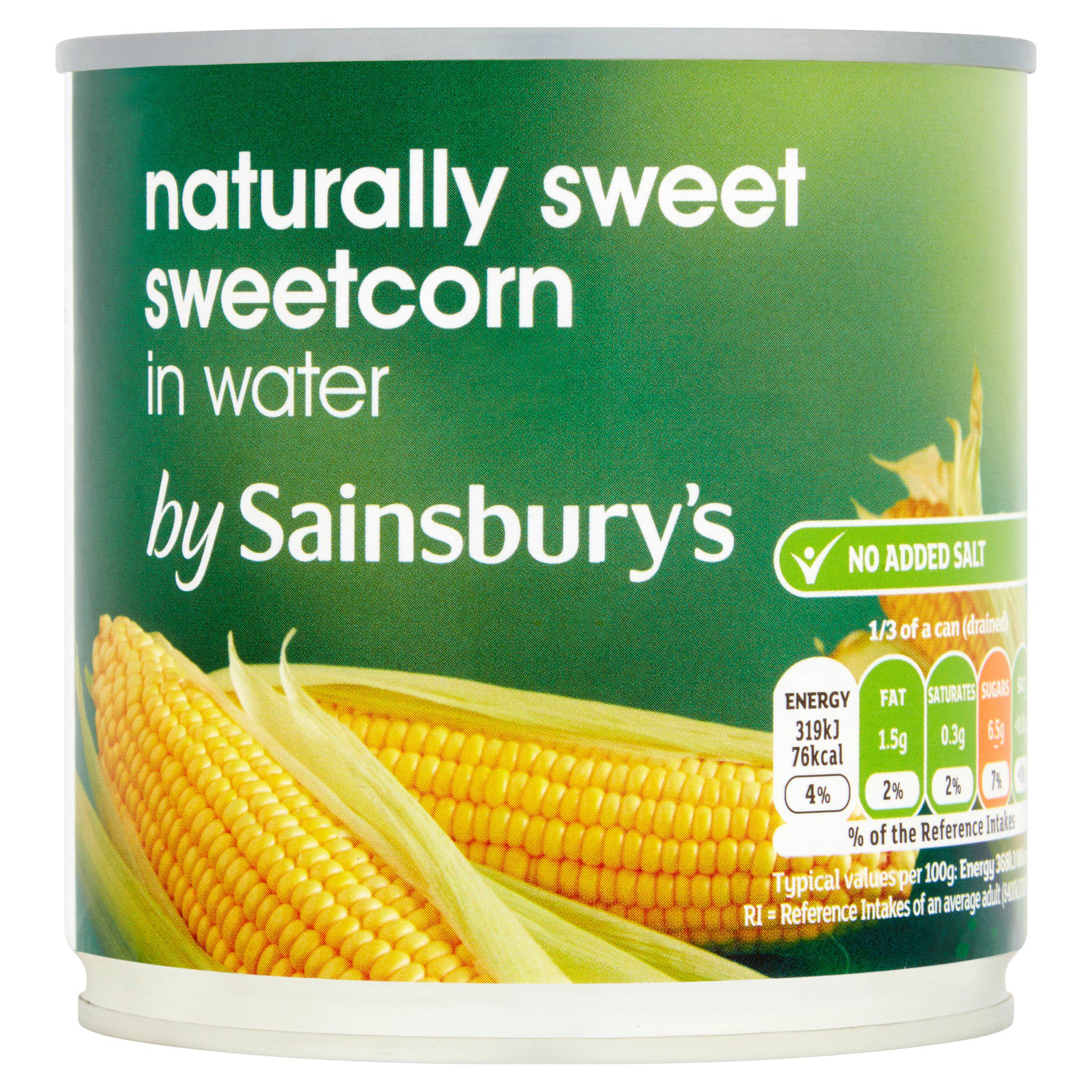 Sainsbury's sweetcorn in water 325g, imported from the UK