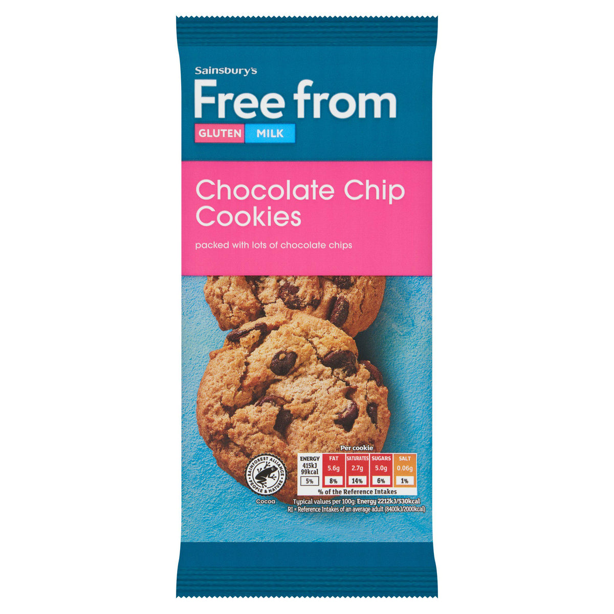 Sainsbury's Free From Chocolate Chip cookies 150g, imported from the UK