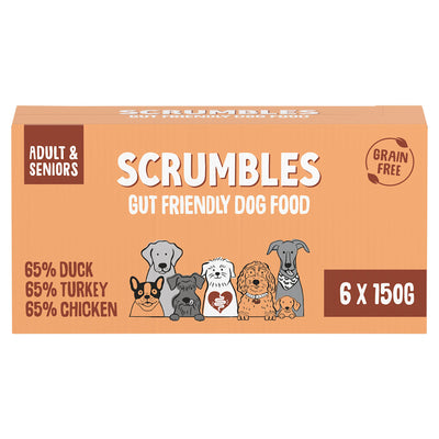 Sainsburys Scrumbles Gut Friendly Wet Dog Food 6 x 150g Trays- Buy online at McGrocer