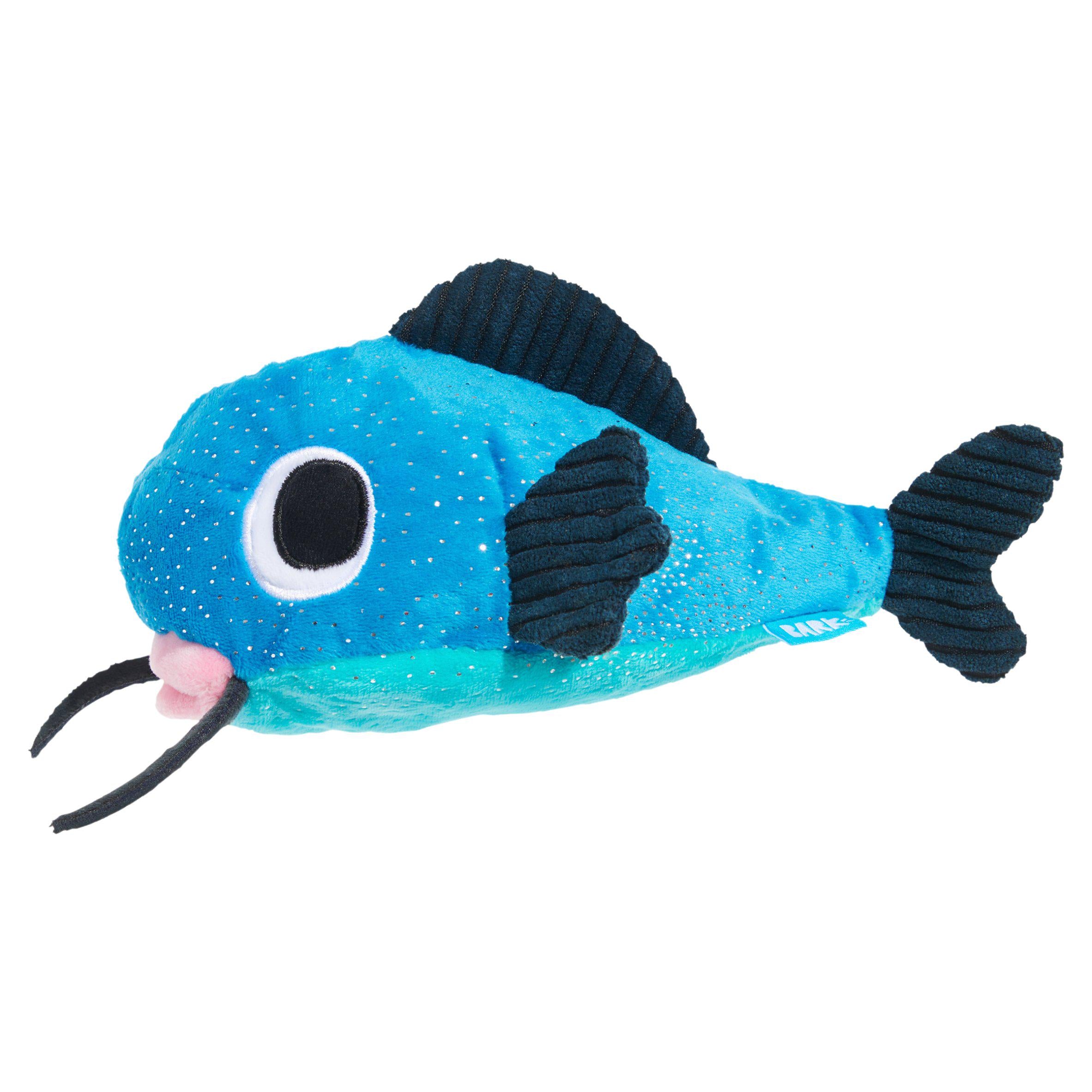 Plush catfish dog toy with treat pocket - British product