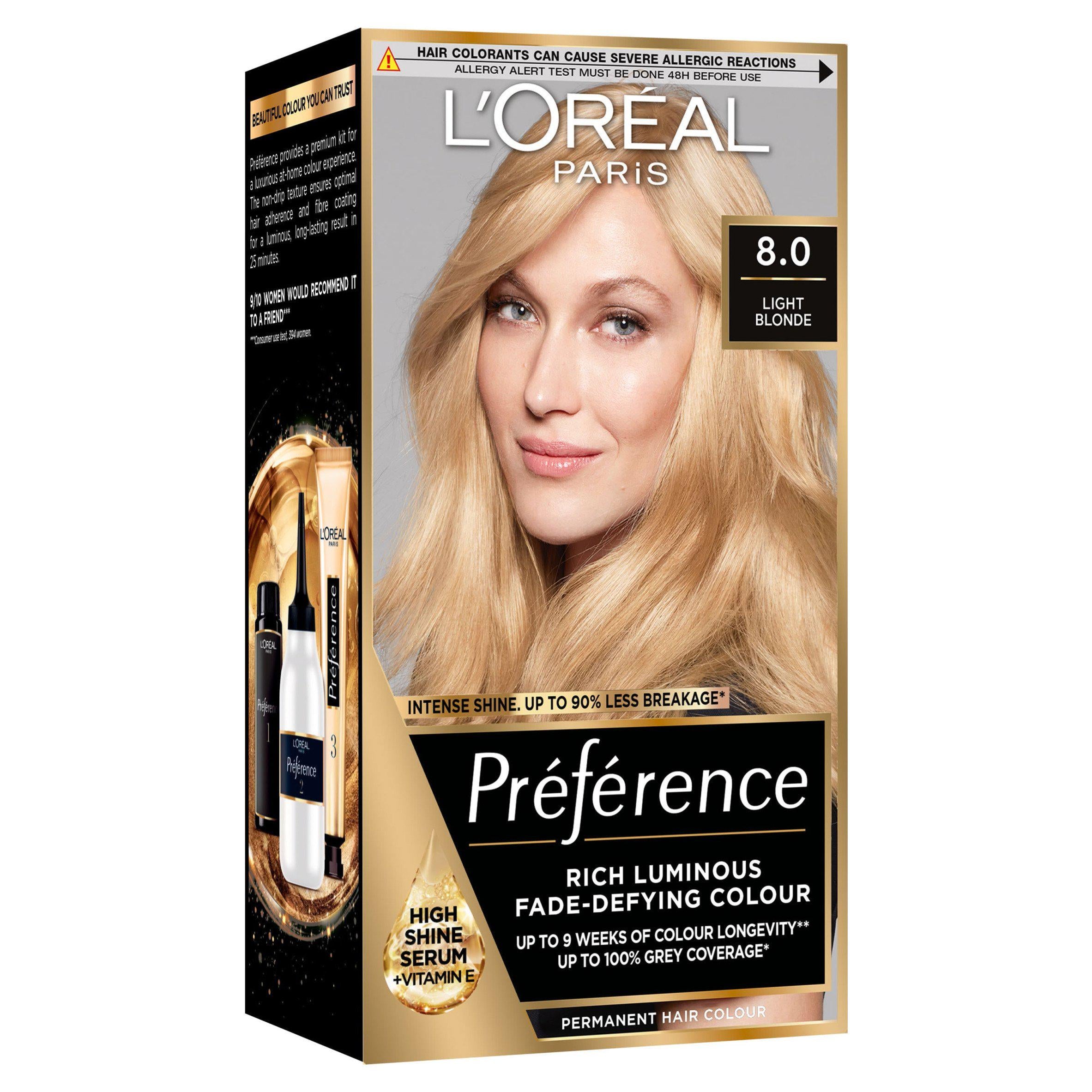 L'Oreal Paris hair dye California Light Blonde 8, UK version