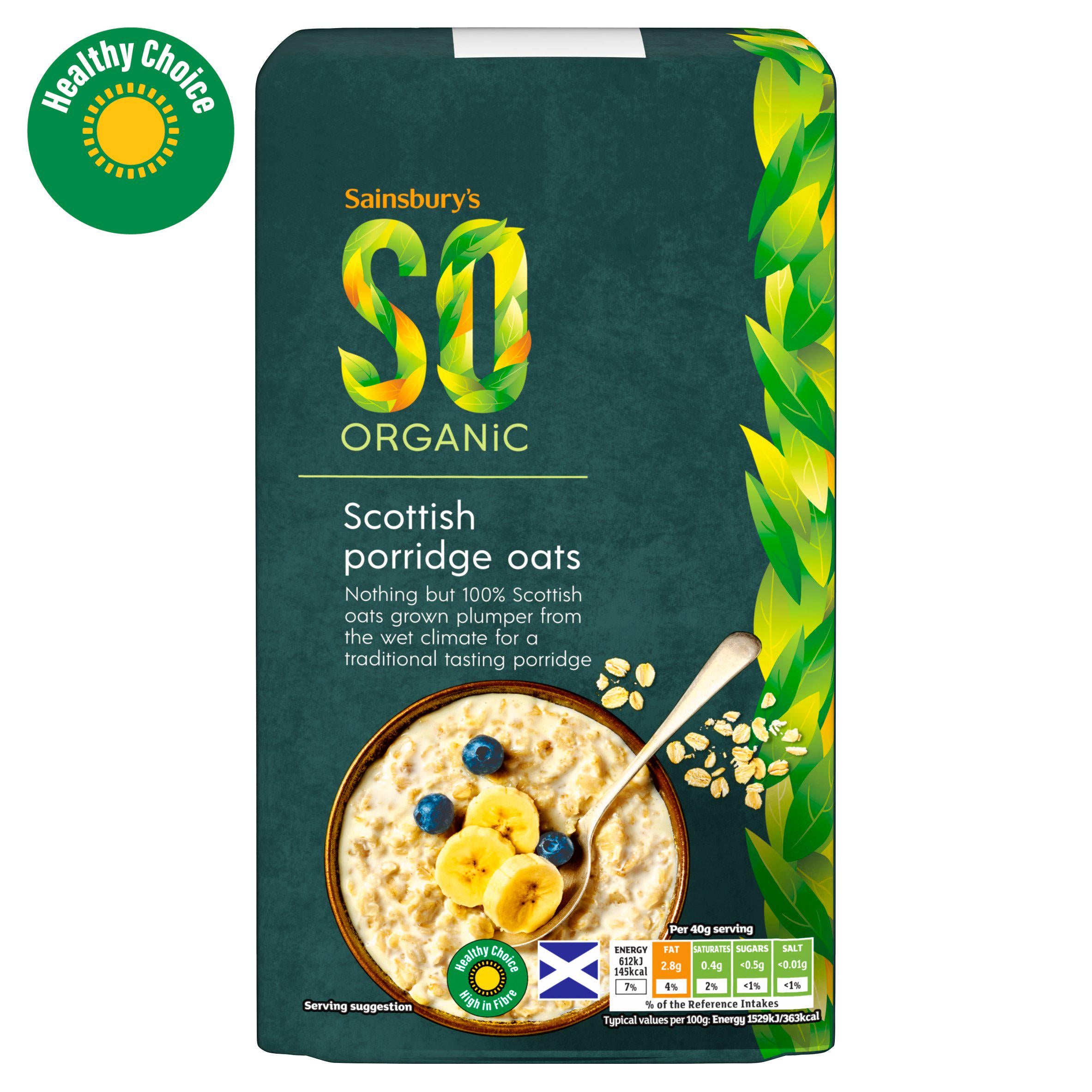 Sainsbury's organic porridge oats 750g, imported from the UK