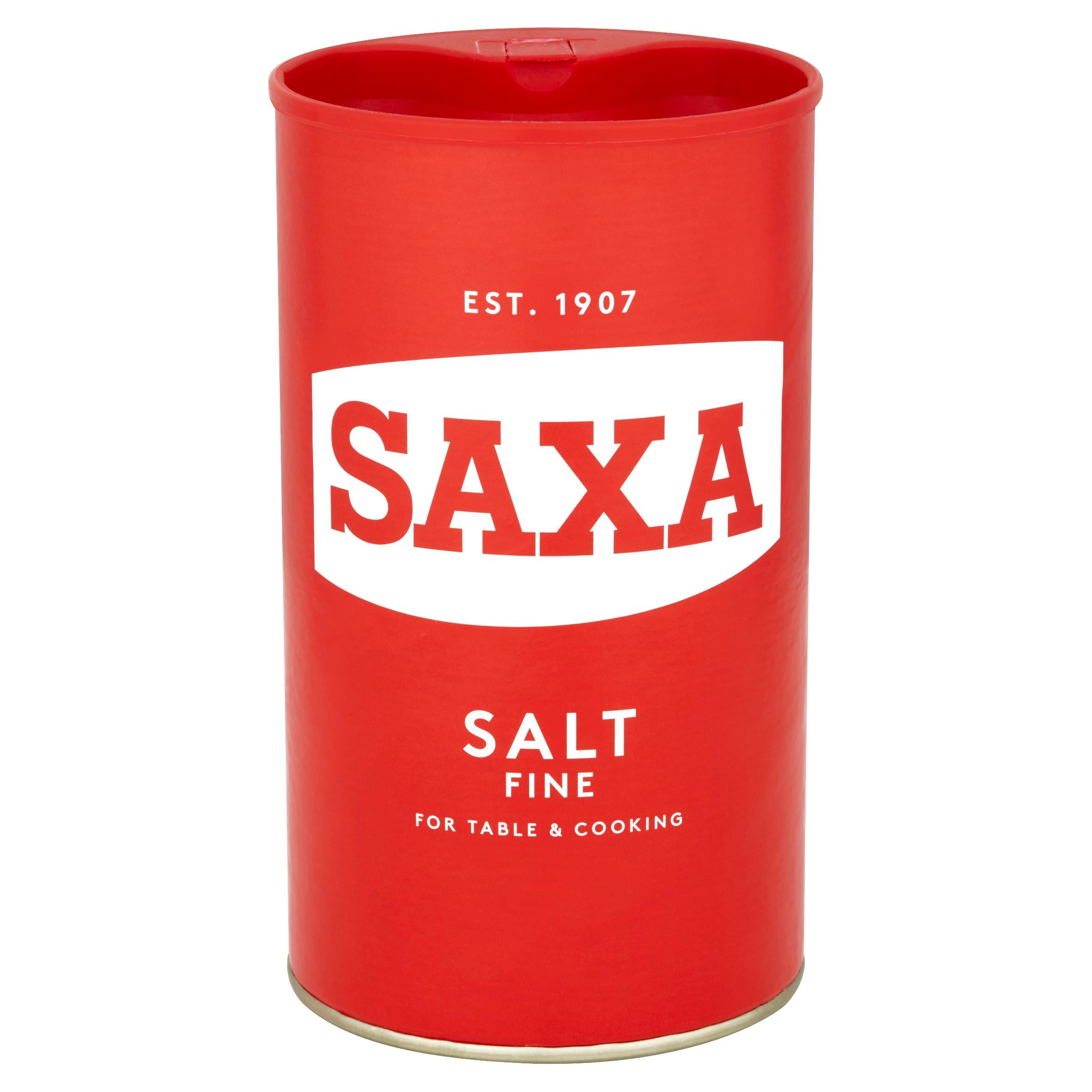 Saxa fine table salt drum 750g (British brand)