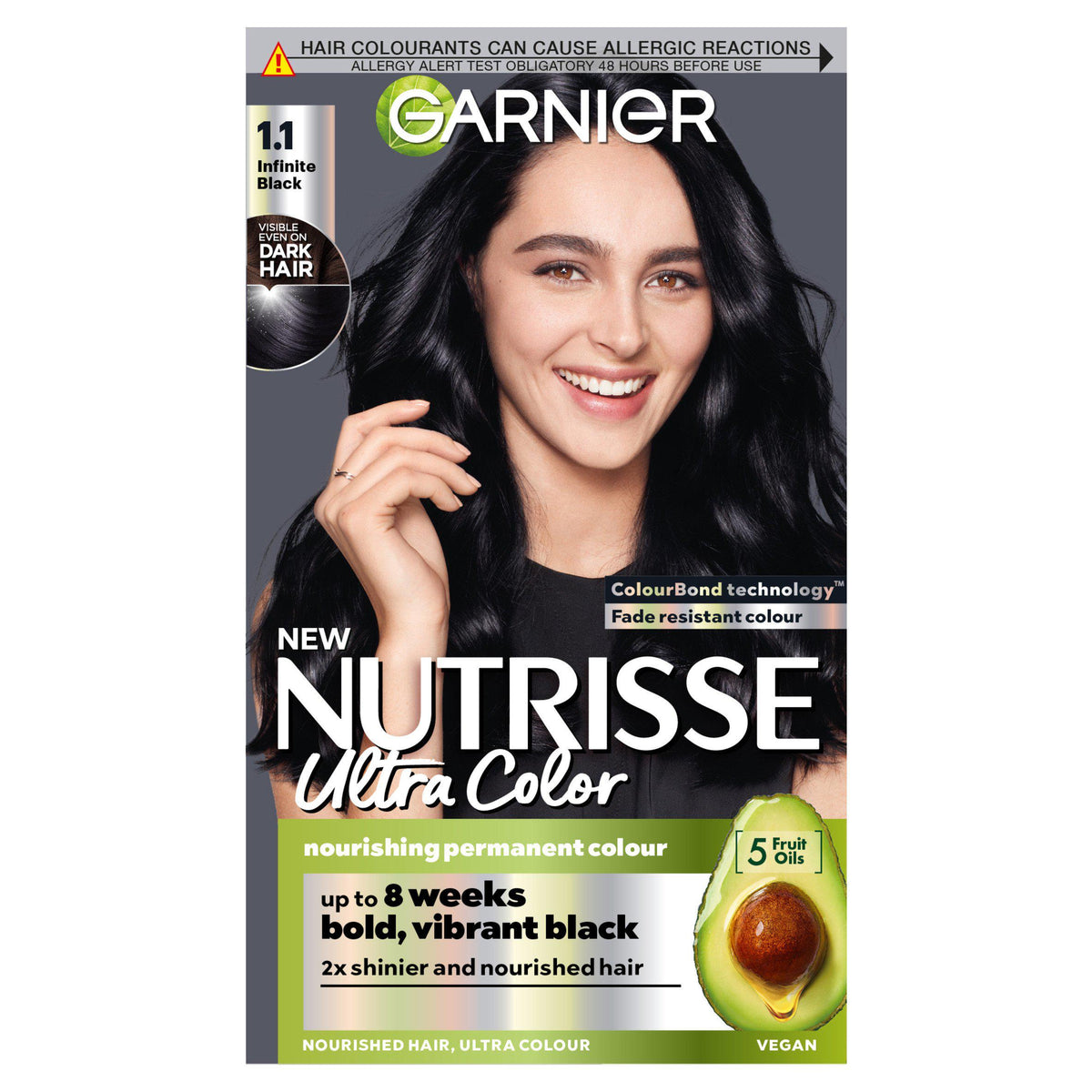 Garnier Nutrisse Ultra Color Infinite Black hair dye, imported from the UK