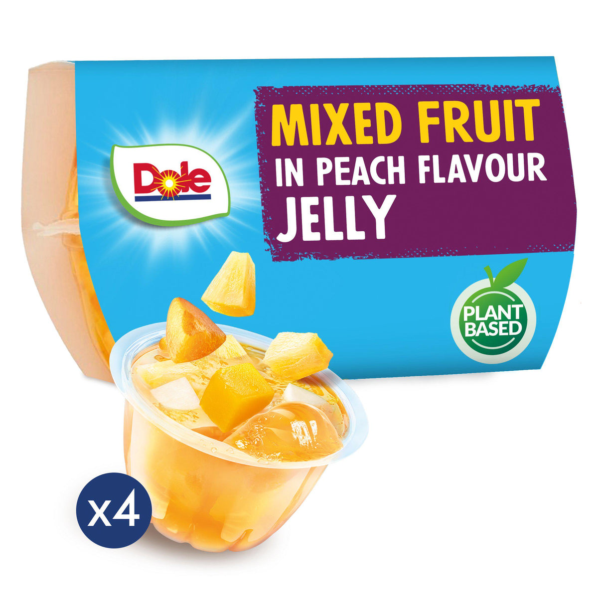 Dole mixed fruit jelly snacks 4x123g, imported from the UK