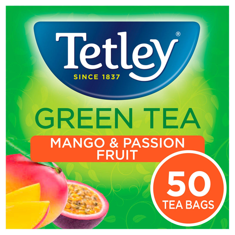 Tetley green tea bags mango passionfruit 50ct (British brand)