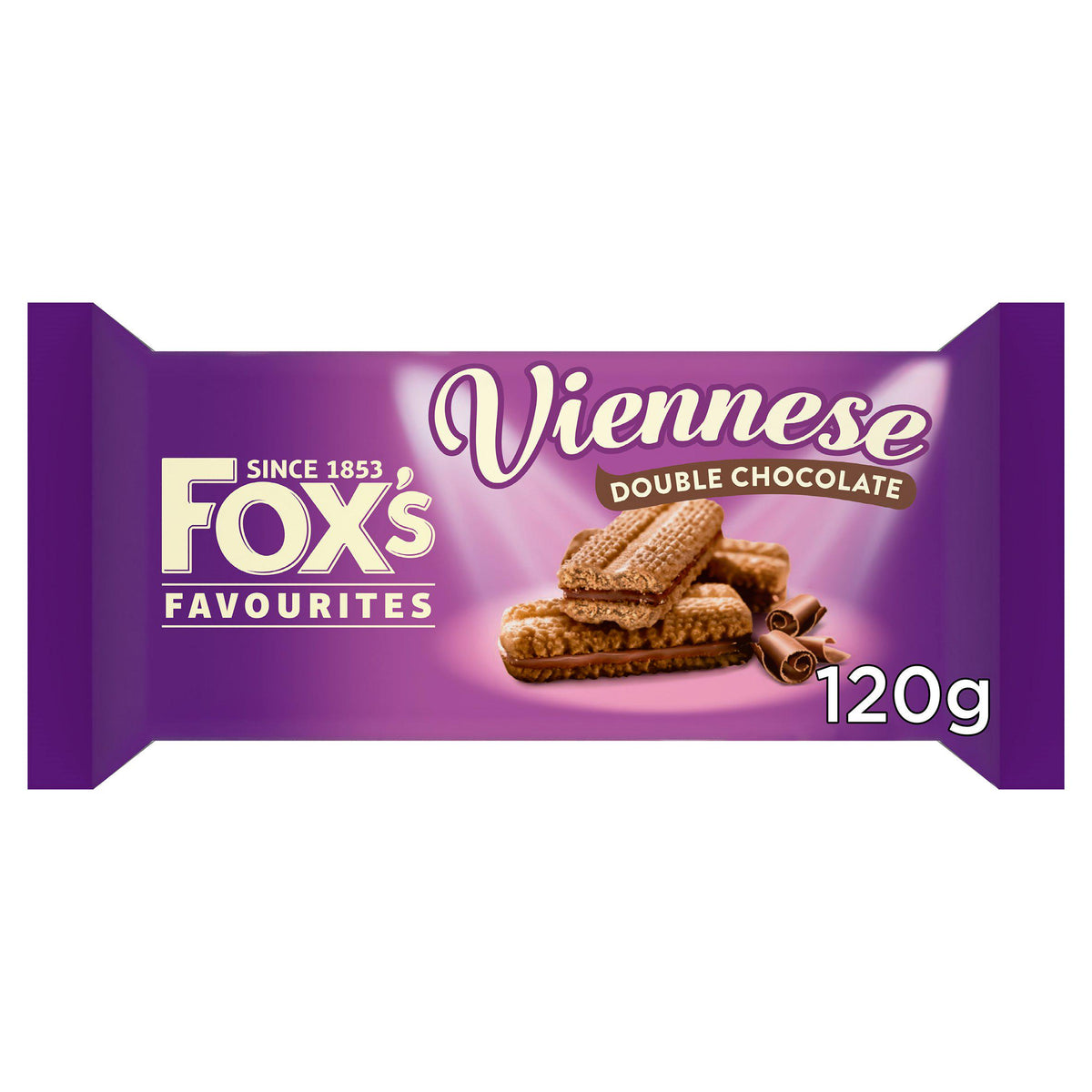 Fox's Double Chocolate Viennese biscuits 120g, imported from the UK