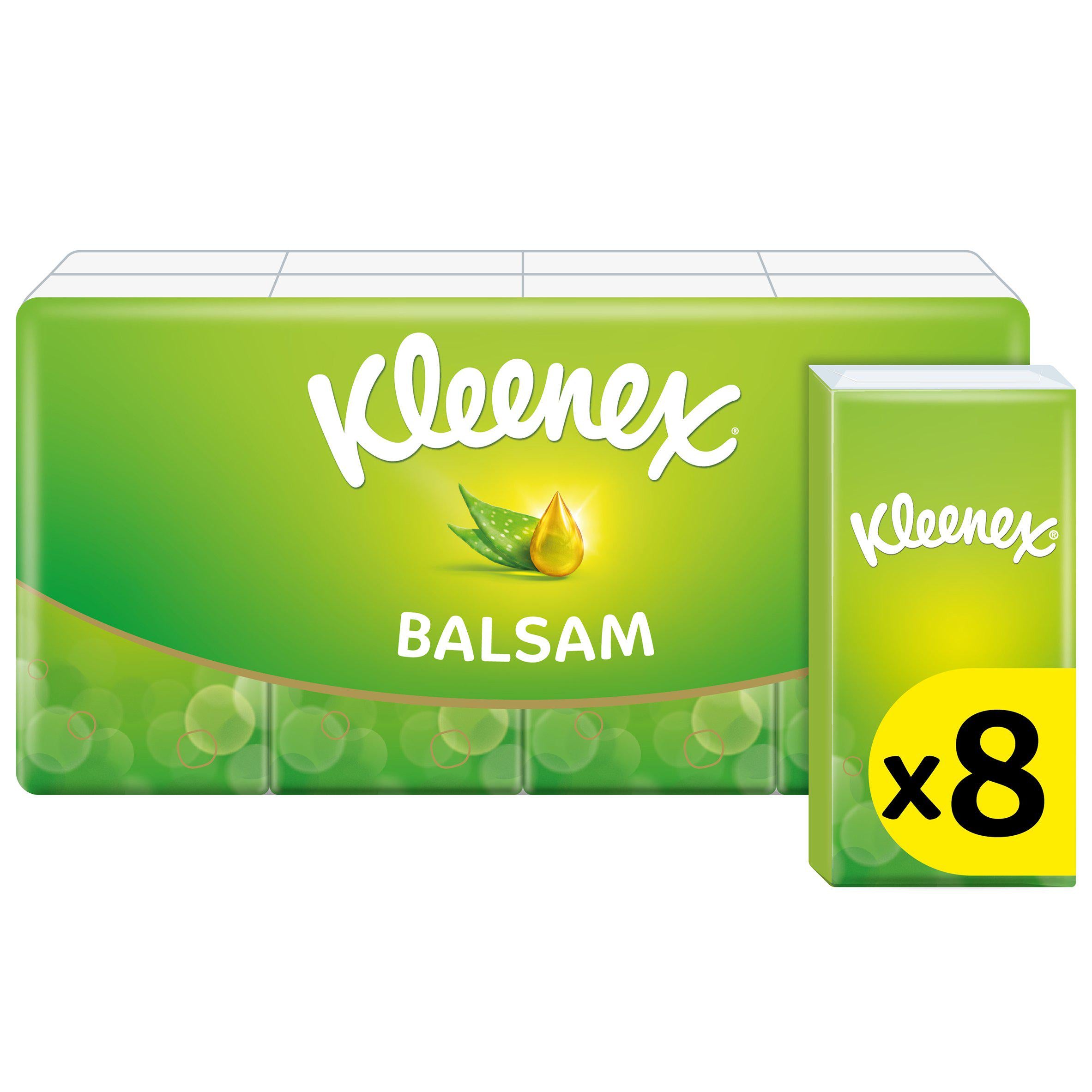 Kleenex Balsam pocket pack tissues 8x9 sheets, UK version