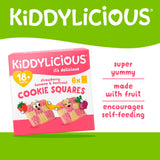 Kiddylicious strawberry banana beetroot cookie squares 6x24g, imported from the UK