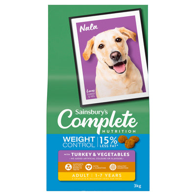 Sainsburys Sainsbury's Complete Nutrition Weight Control Adult Dry Dog Food with Turkey & Vegetables 3kg- Buy online at McGrocer
