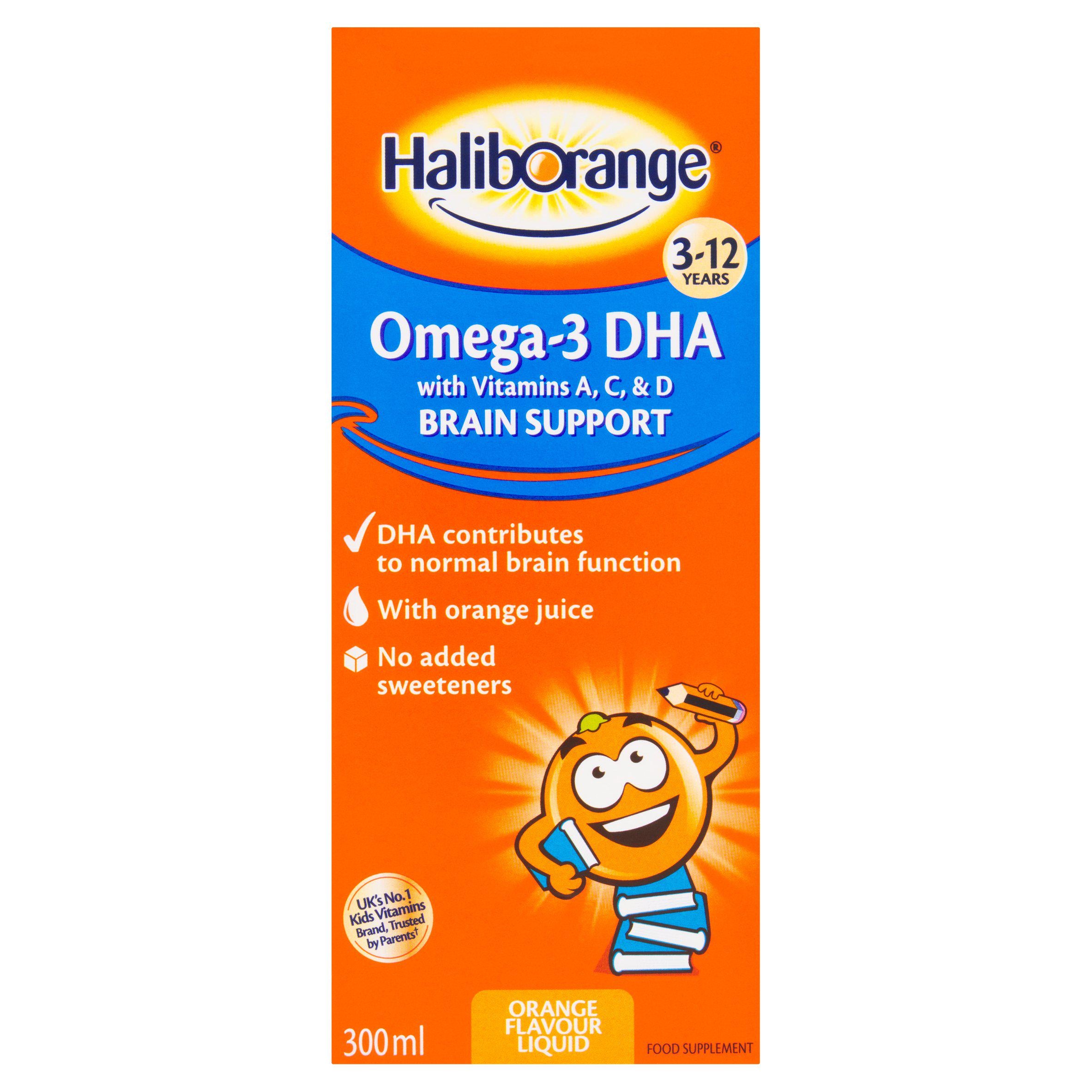 Haliborange Omega-3 DHA syrup orange flavoured 300ml, UK version