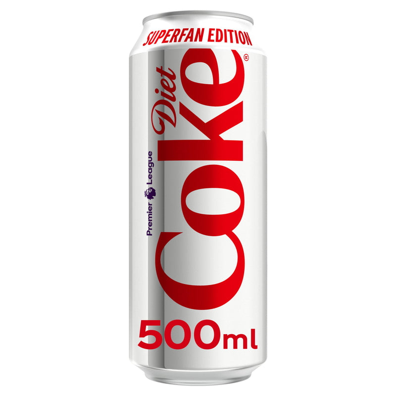 Diet Coke soft drink can 500ml, imported from the UK