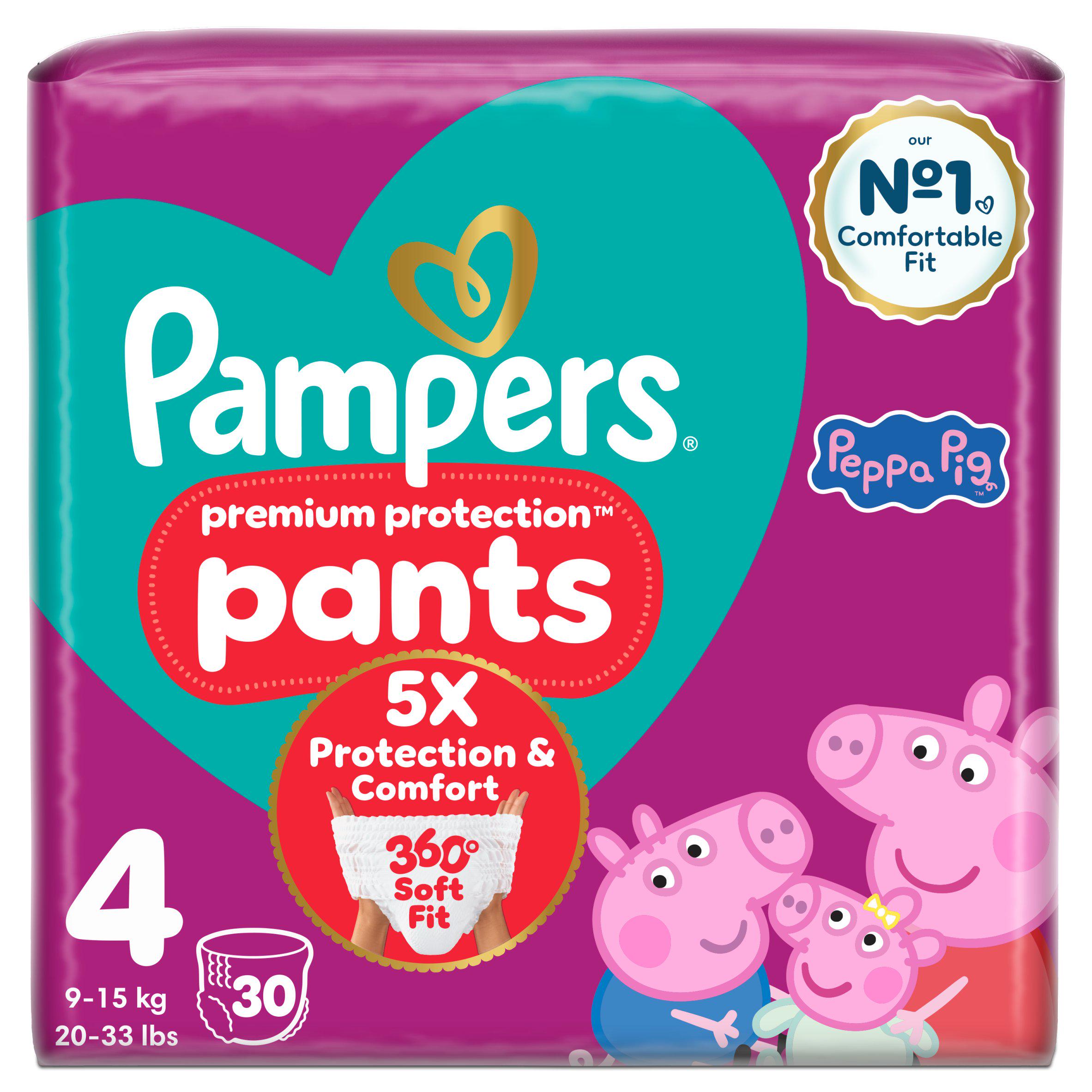 Pampers Premium Protection nappy pants size 4 30ct, imported from the UK