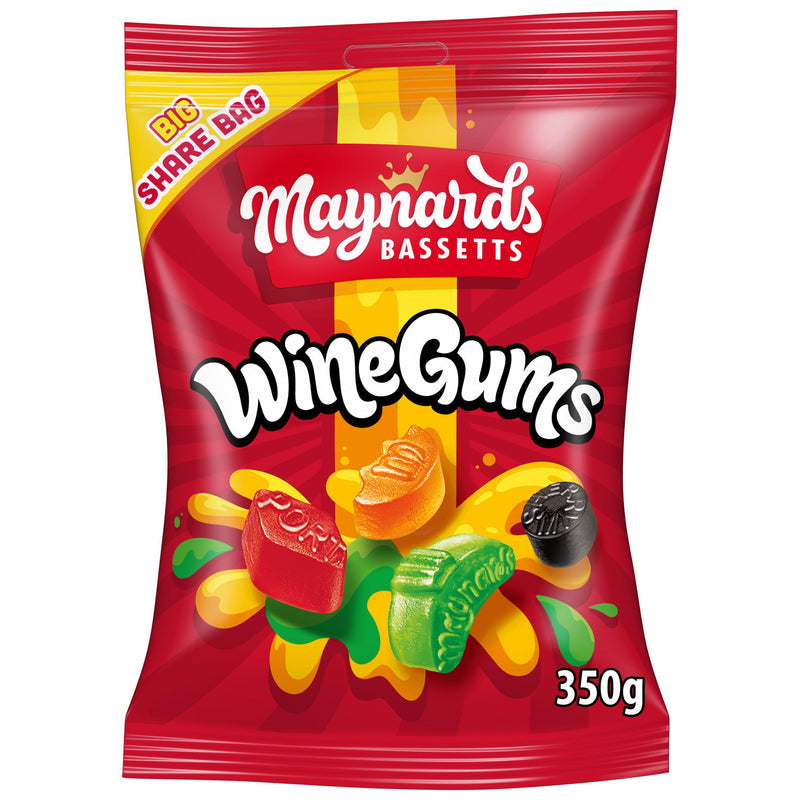 Maynards Bassetts wine gums sharing bag 350g, imported from the UK