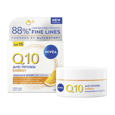 Sainsburys Nivea Q10 Energy Anti Wrinkle Day Cream Moisturiser SPF15 50ml- Buy online at McGrocer