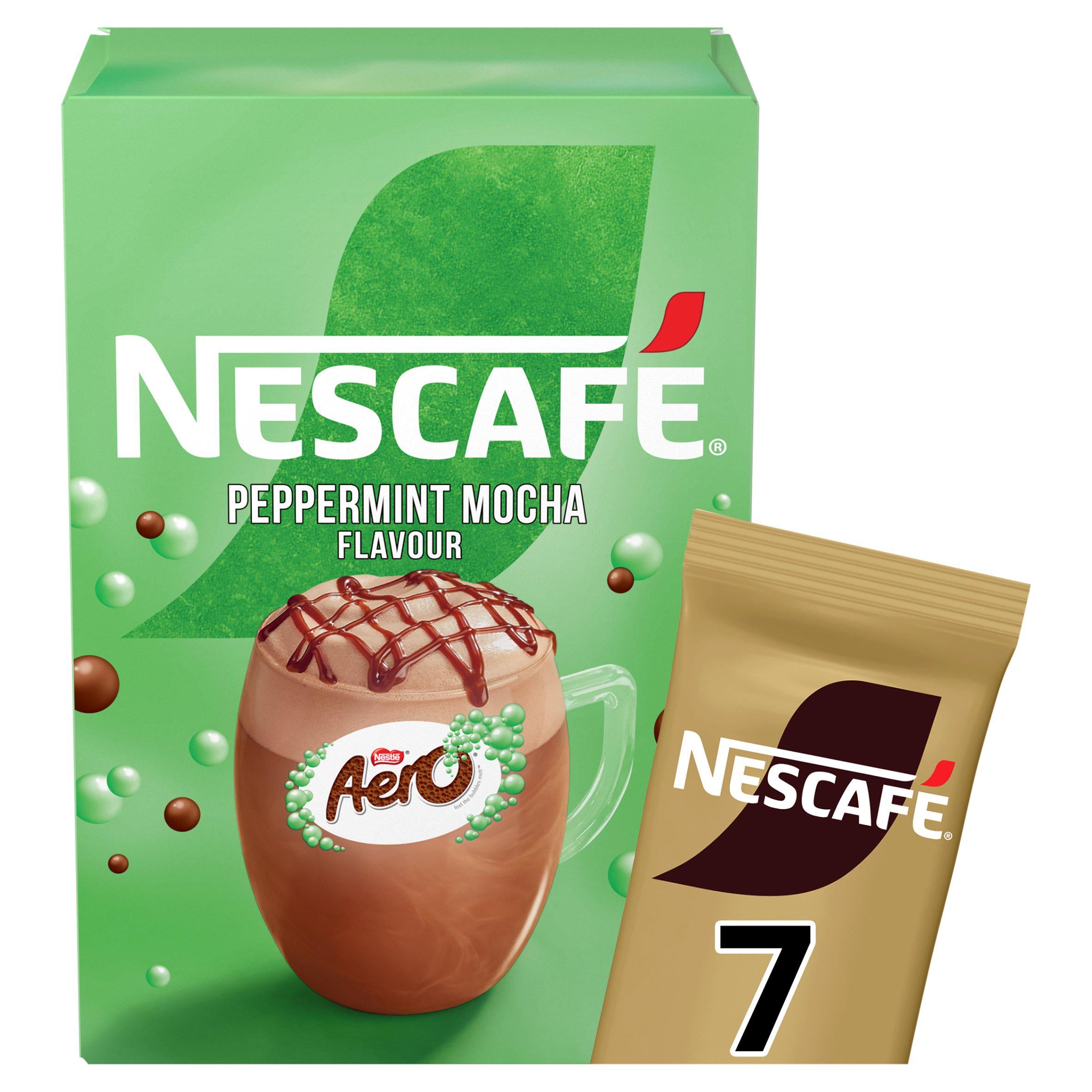 Nescafé Peppermint Aero Mocha sachets 7 x 19g, imported from the UK