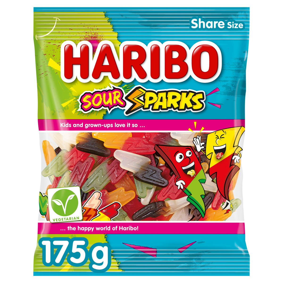 Haribo Sour Sparks sweets 175g sharing bag - British product