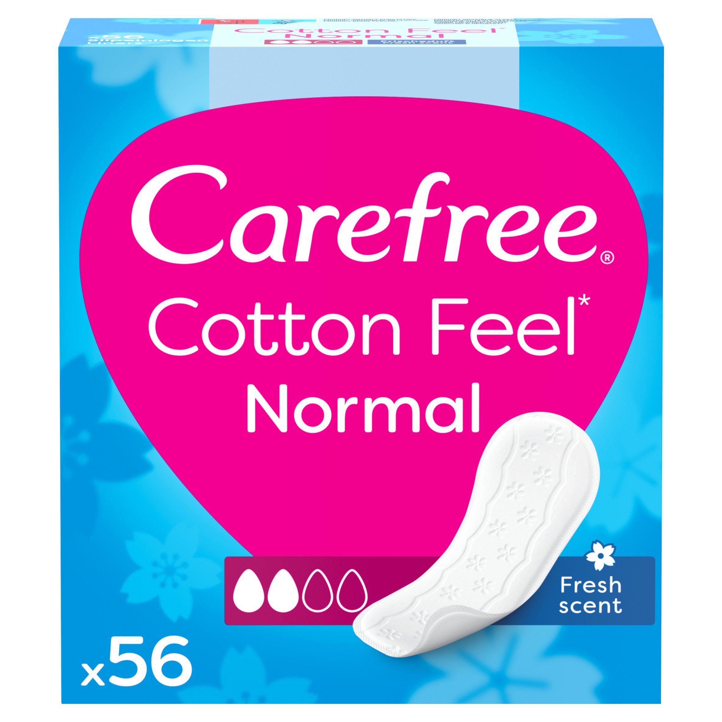 Carefree normal pantyliners cotton extract fresh scent 56 count (British brand)