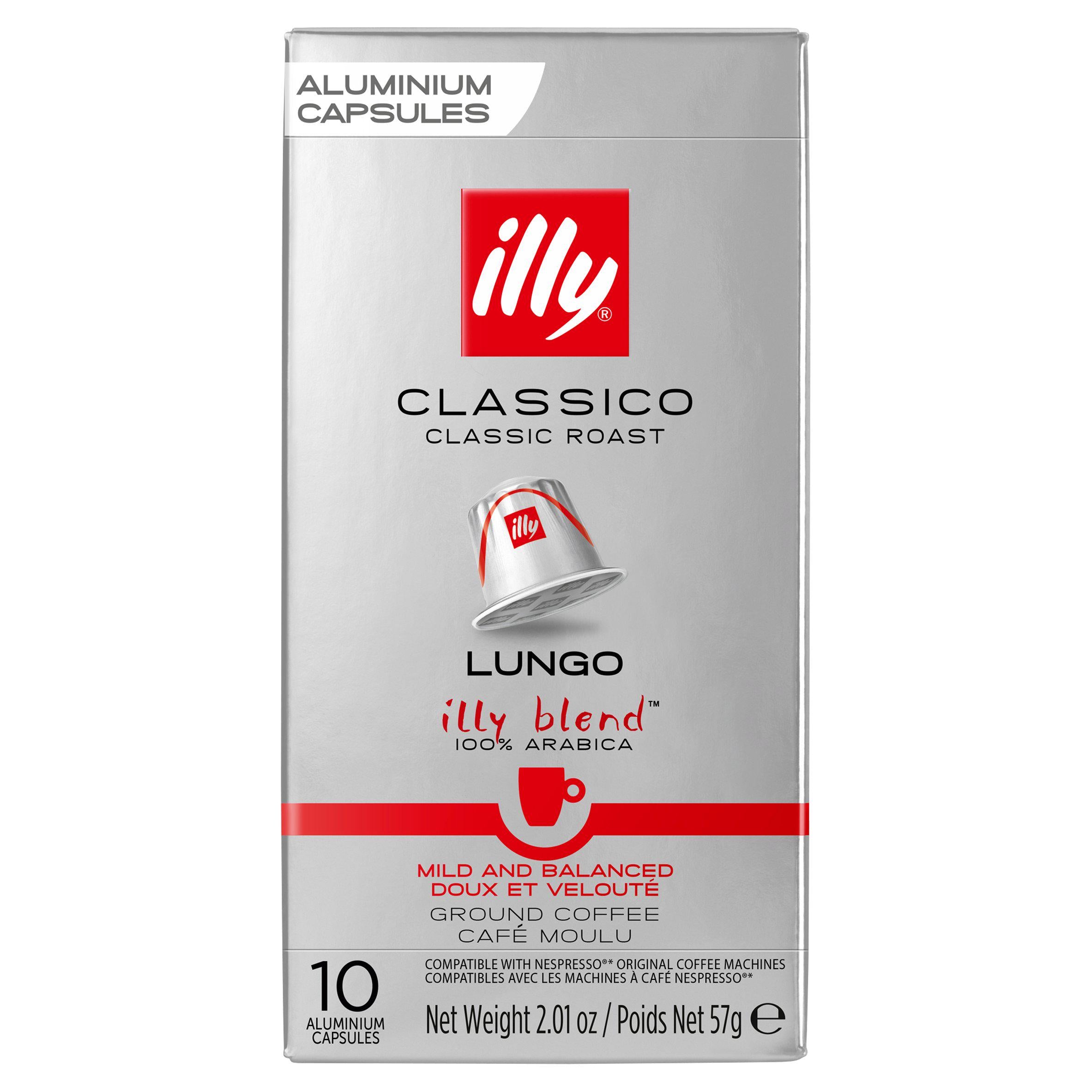 Illy coffee capsules Classico Roast Lungo 10 pack, imported from the UK
