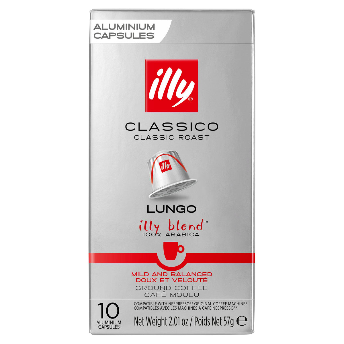 Illy coffee capsules Classico Roast Lungo 10 pack, imported from the UK