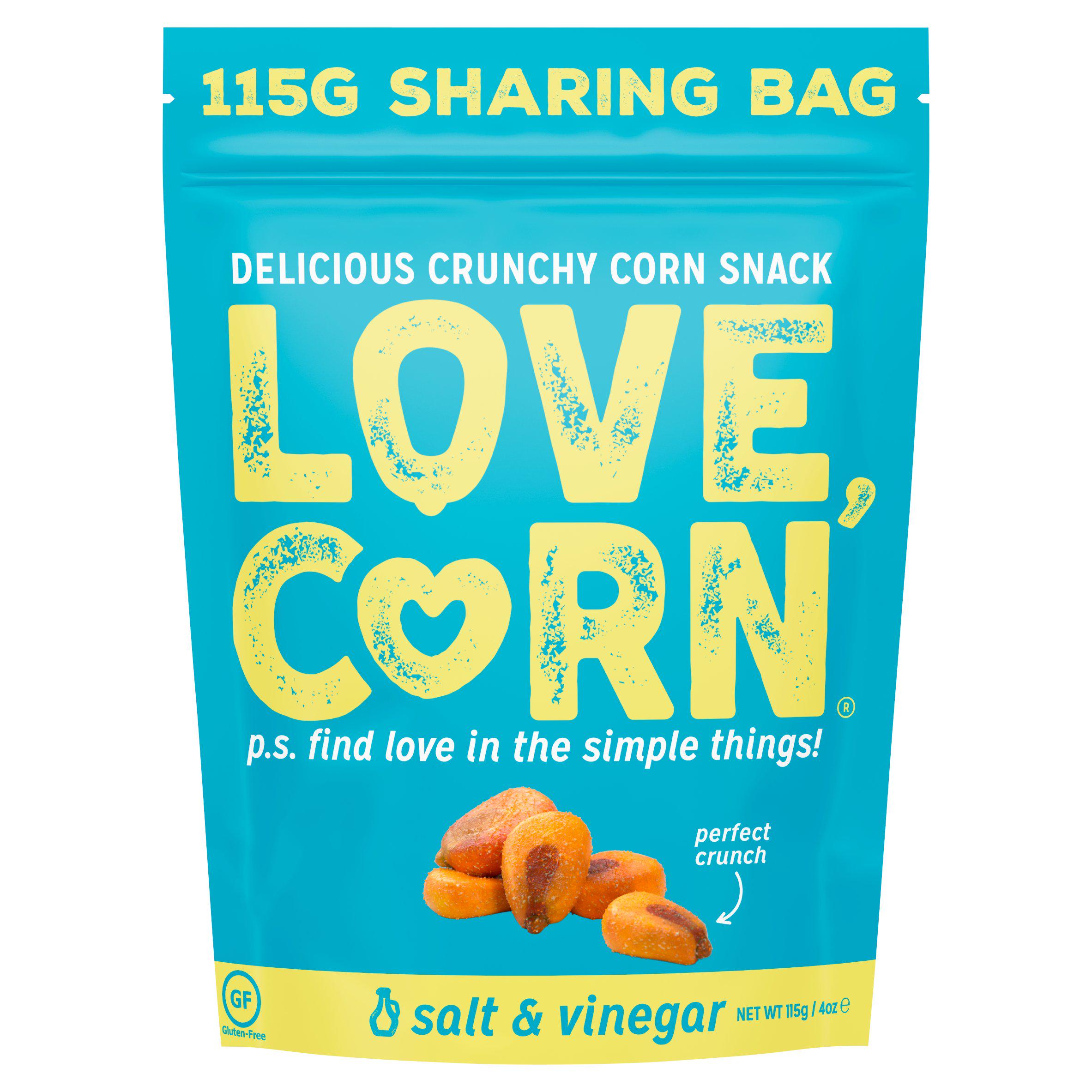 Love Corn salt and vinegar crunchy corn snack 115g, UK version