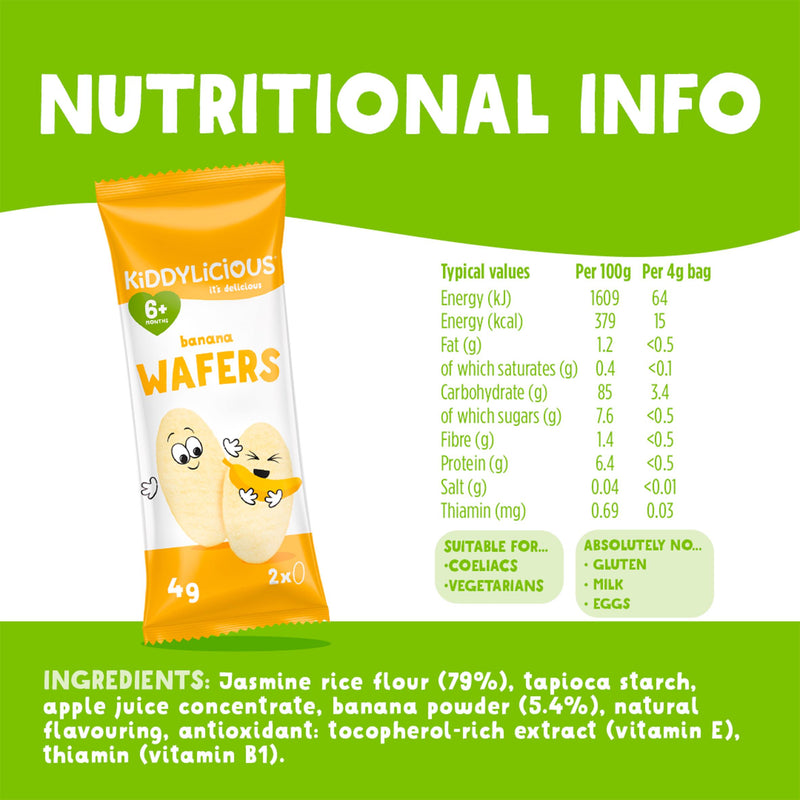 Kiddylicious banana baby wafers 10 pack - British product
