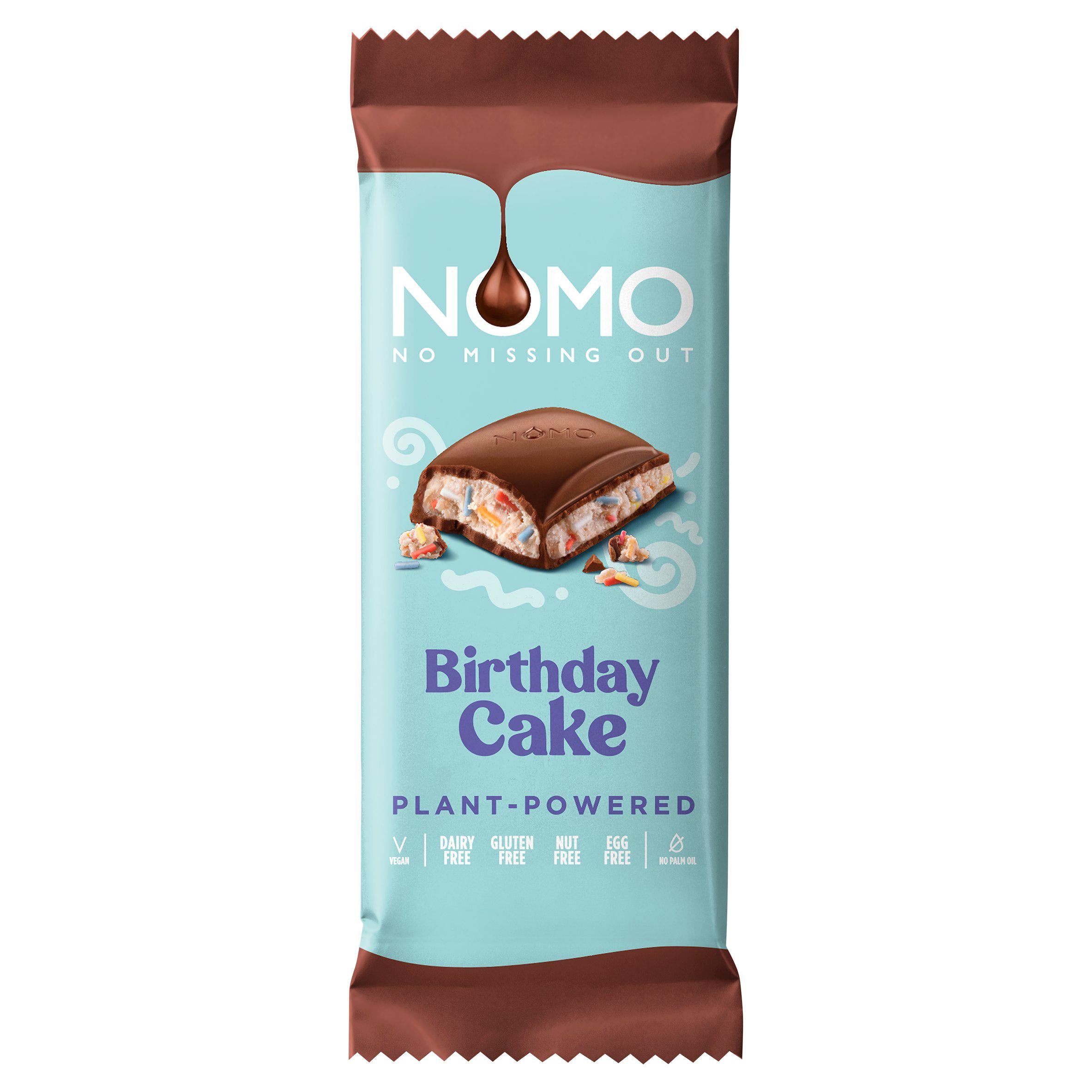 NOMO Birthday Cake Bar Vanilla 127g, imported from the UK