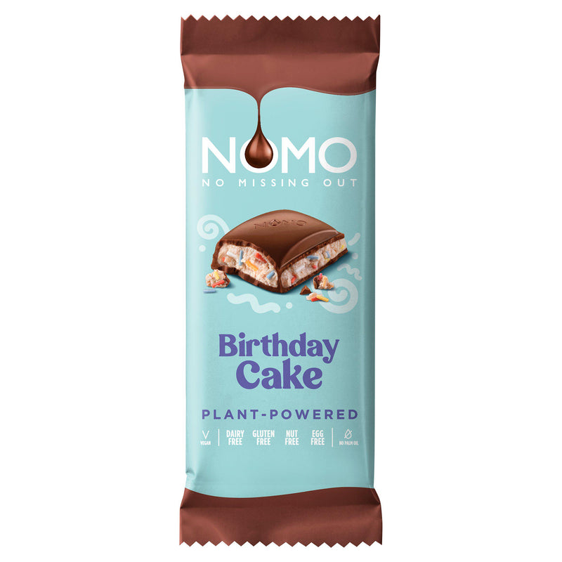 NOMO Birthday Cake Bar Vanilla 127g, imported from the UK