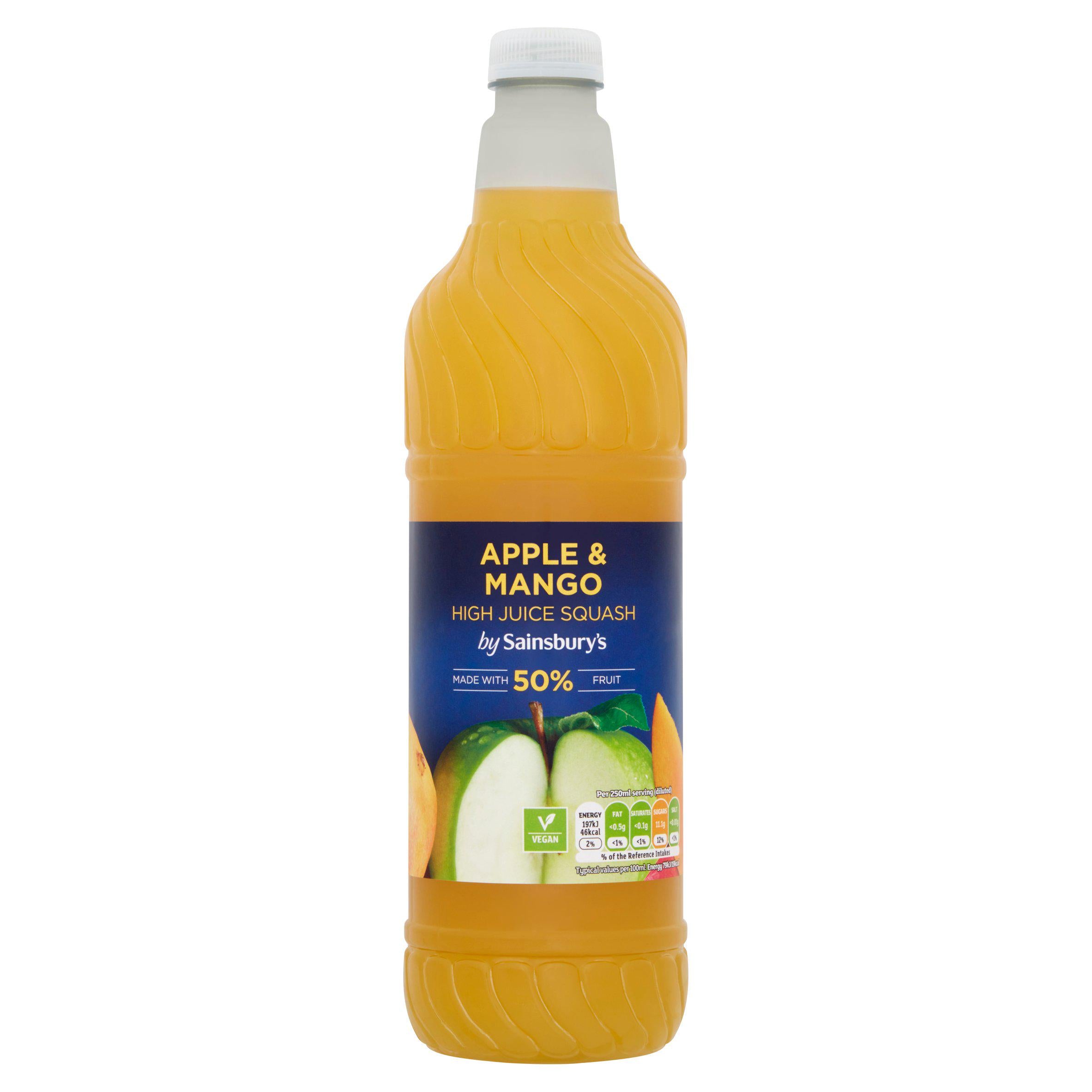 Sainsbury's Apple & Mango juice squash 1L (British brand)