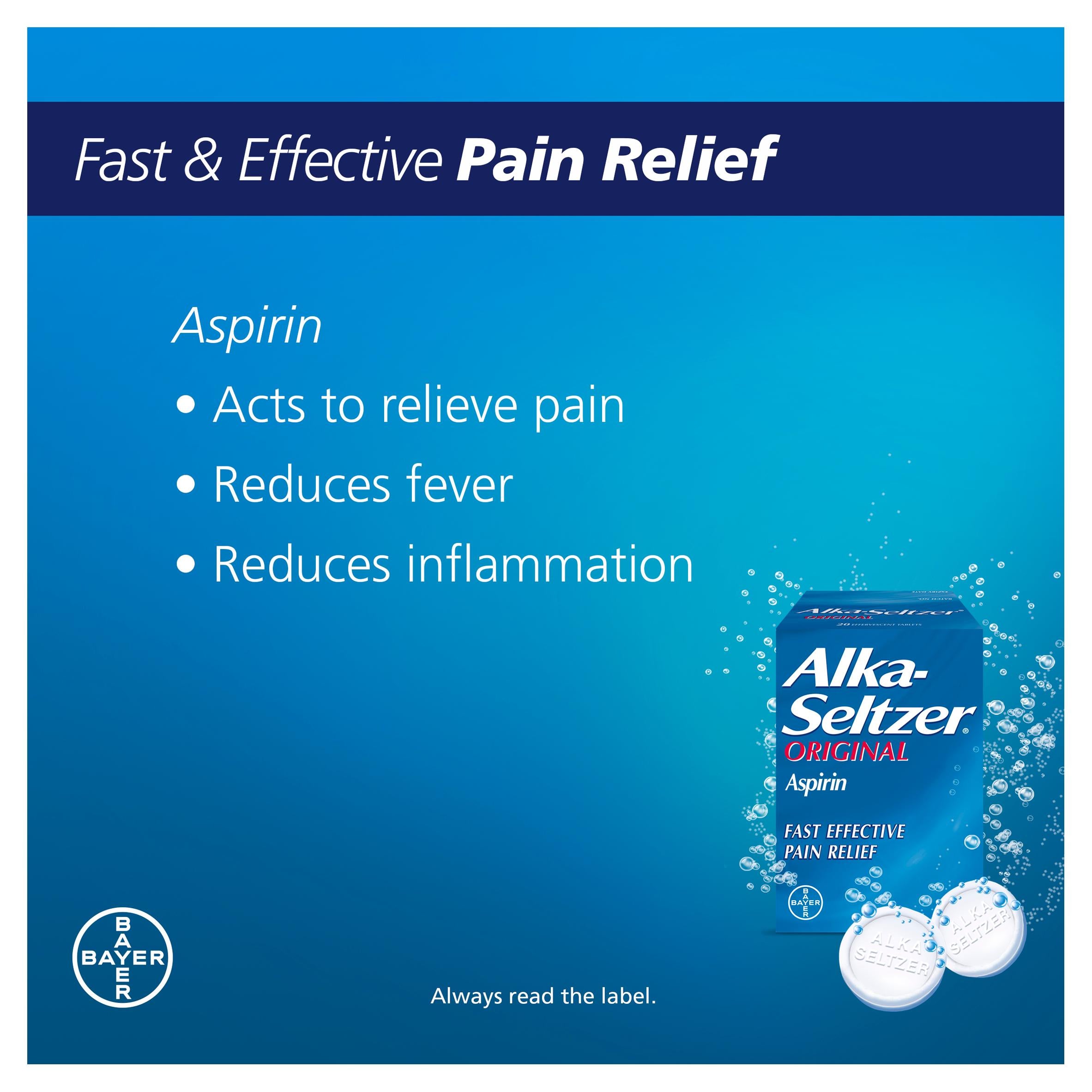 Alka-Seltzer original pain relief tablets 20 pack, imported from the UK