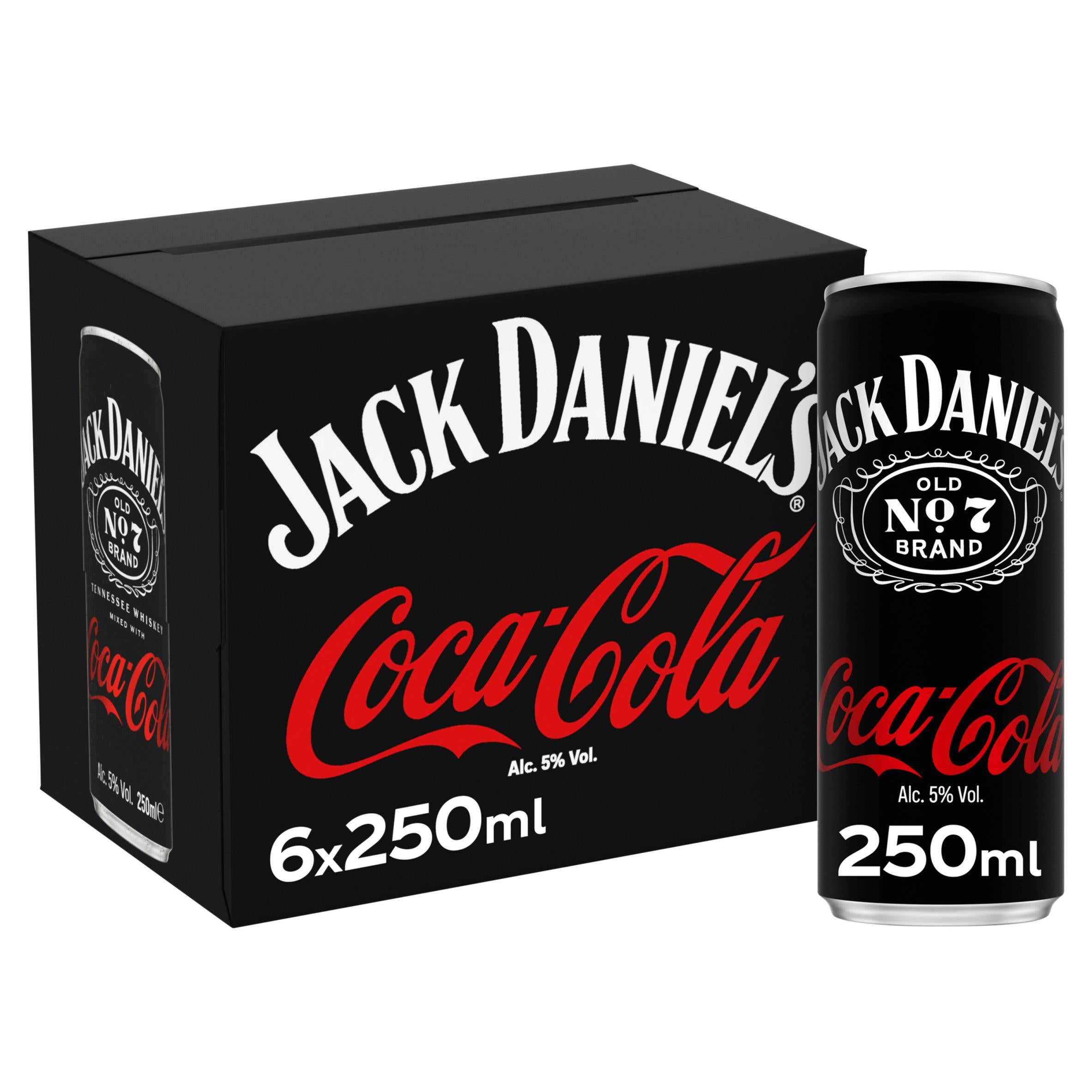 Jack Daniel's & Coca-Cola pre-mixed cocktail 6x250ml, UK version