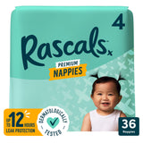 Rascals Premium Nappies Size 4 x36, imported from the UK