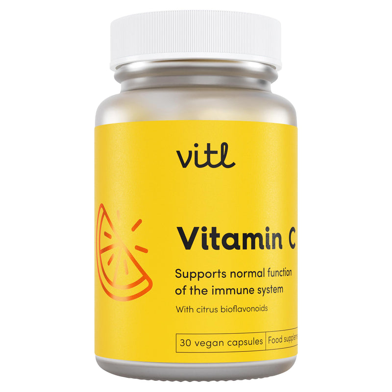 Vitl Vitamin C capsules 500mg 30 capsules, imported from the UK