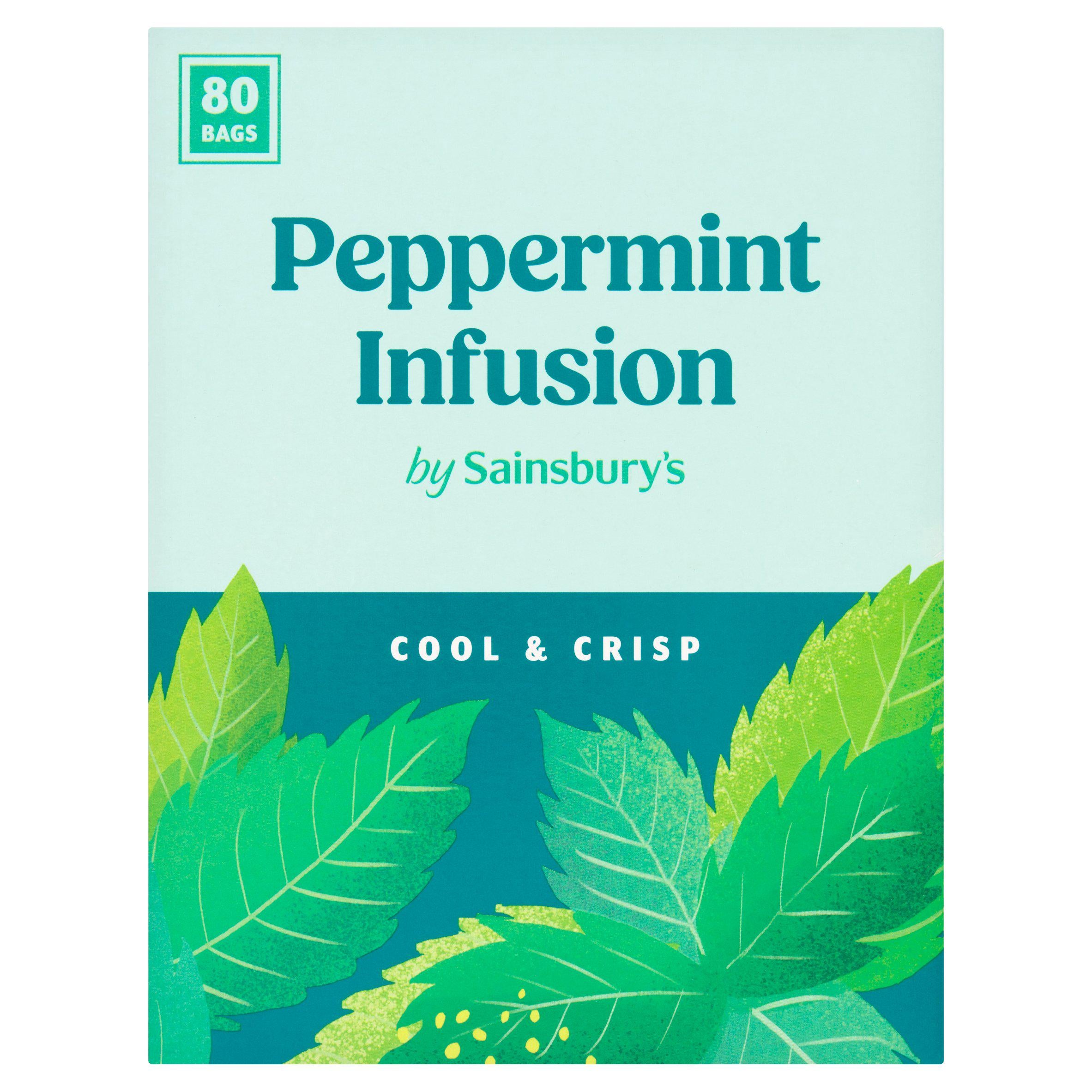 Sainsbury's peppermint tea bags 80 count, imported from the UK