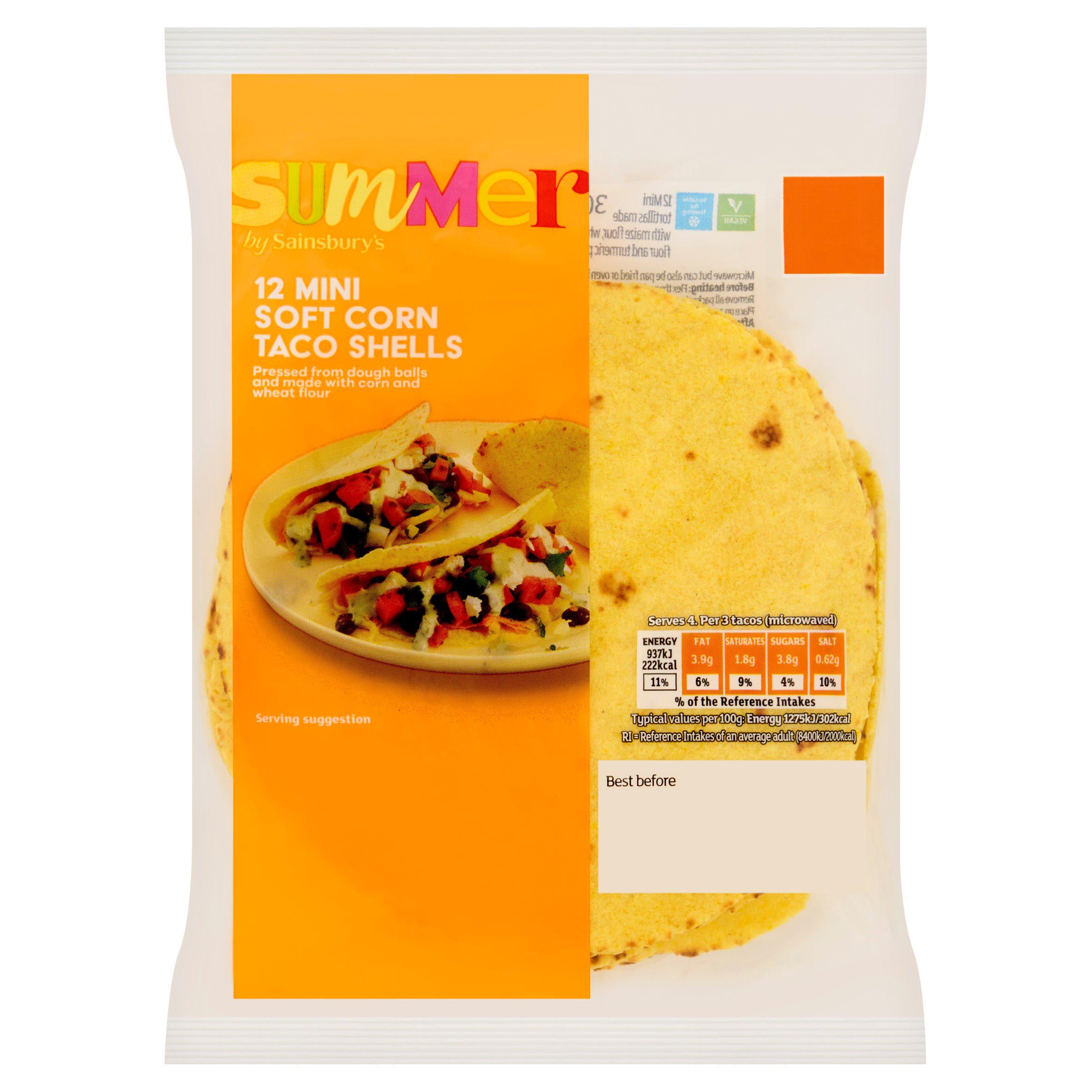 Sainsbury's mini corn tortilla shells 300g, imported from the UK