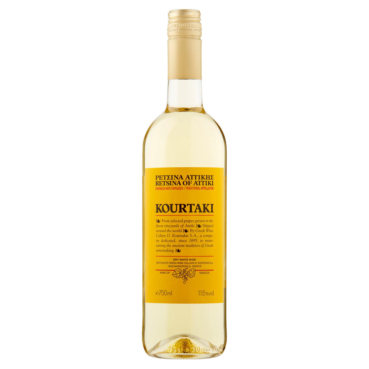 Kourtaki Retsina white wine 75cl - British product