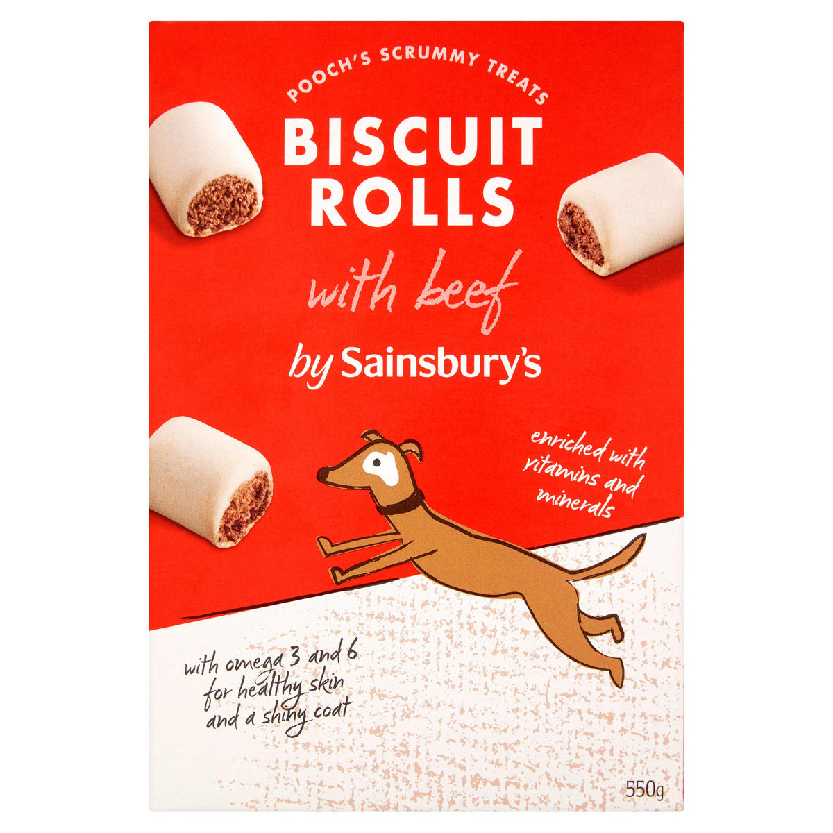 Sainsbury's dog biscuit rolls with beef 550g - British product