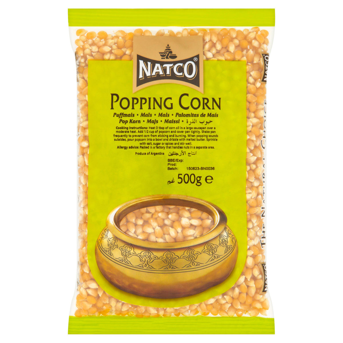 Natco Popping Corn Unpopped 500g, imported from the UK